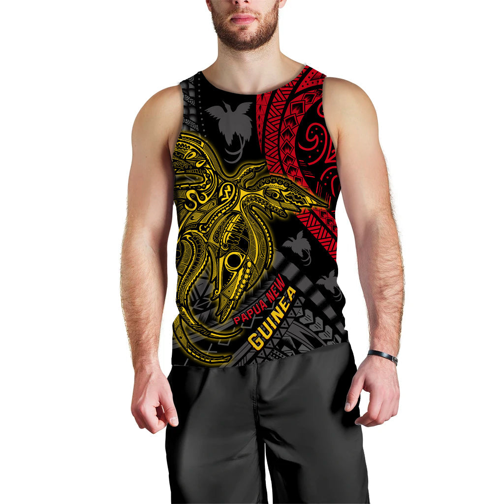 (Custom Text and Number) Papua New Guinea Men Tank Top Raggiana Birds Of Paradise Happy 47th Independence Day LT13 Black - Polynesian Pride