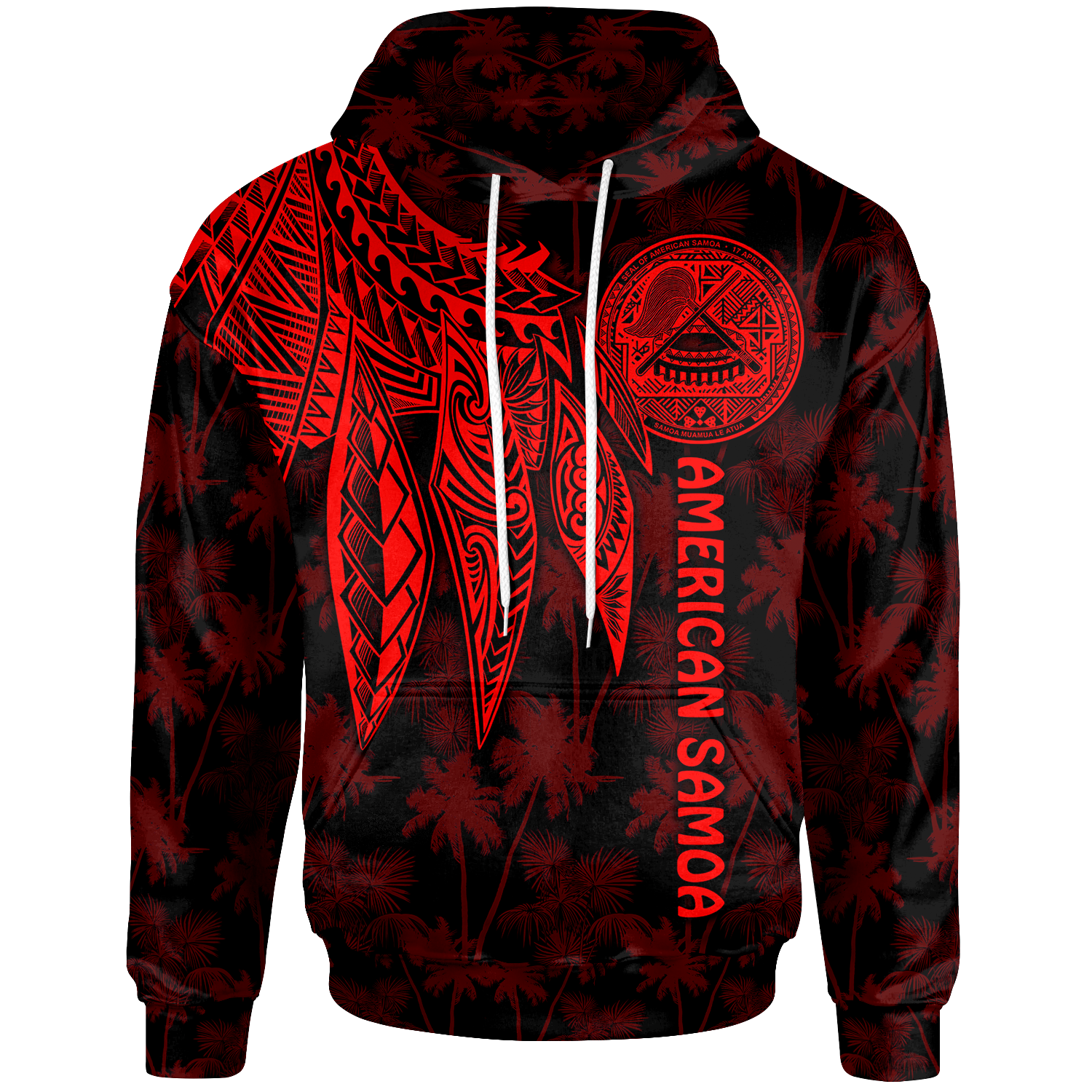 American Samoa Hoodie Polynesian Wings (Red) Unisex Red - Polynesian Pride