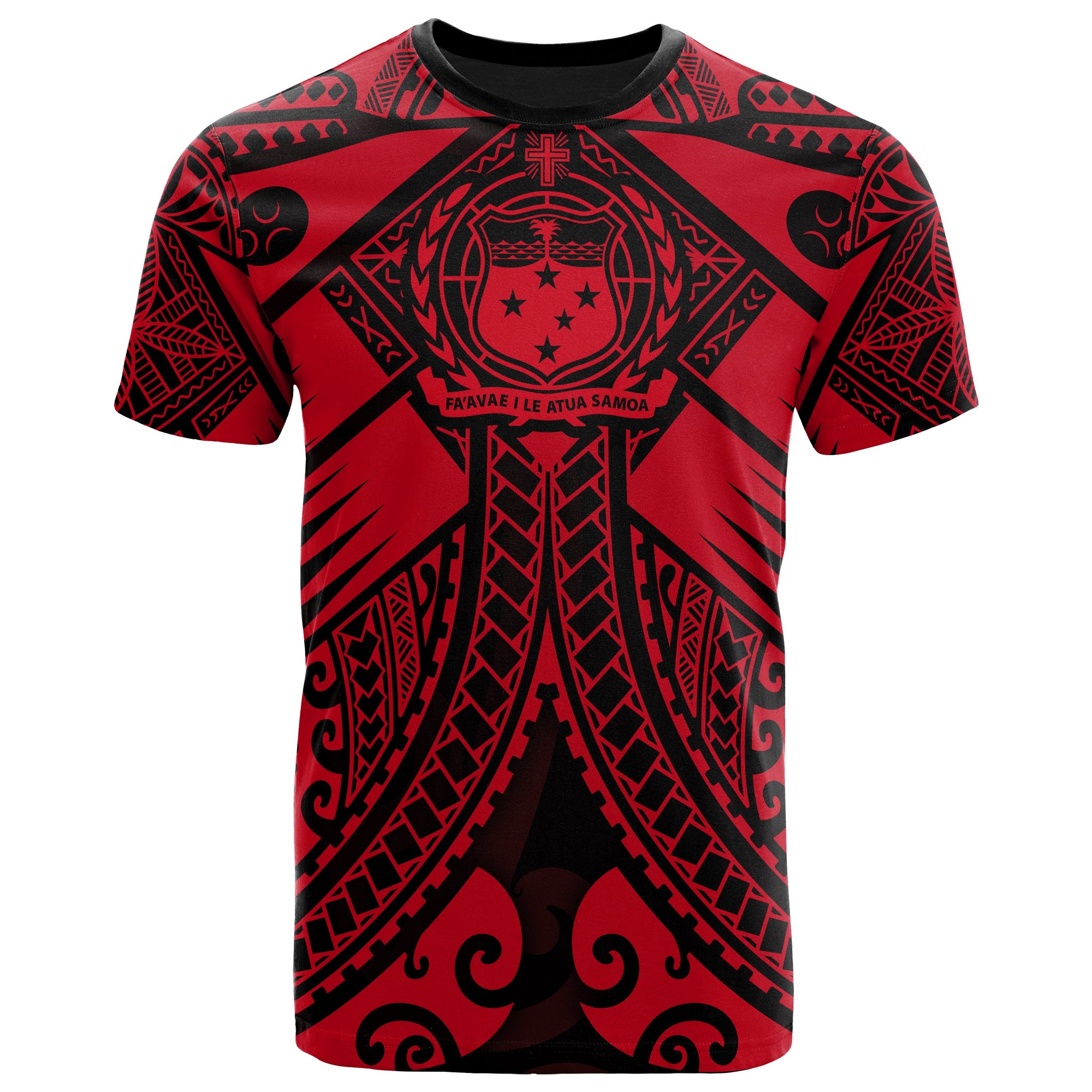 Samoa Polynesian T Shirt Samoa Red Seal with Polynesian Tattoo Unisex Red - Polynesian Pride