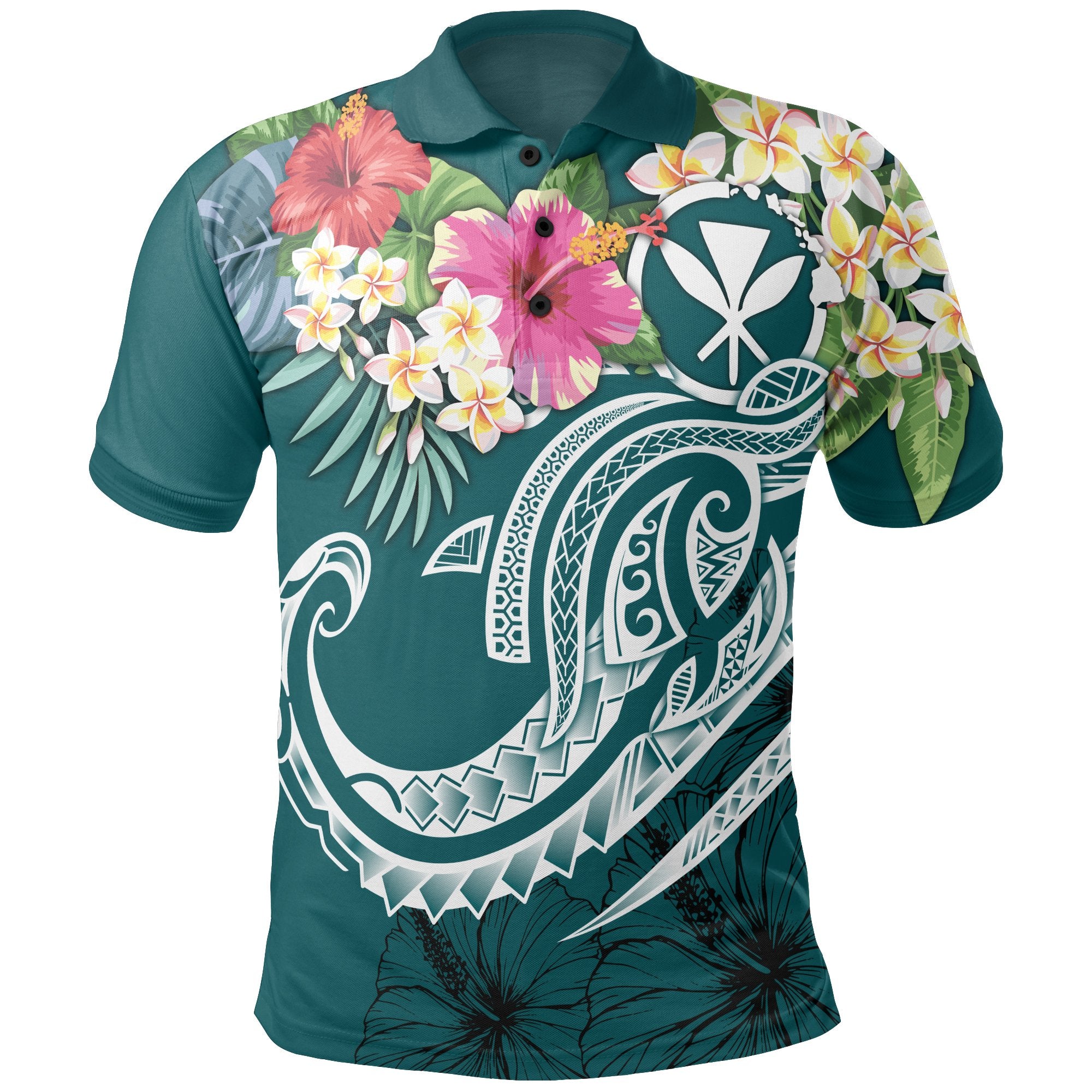 Polynesian Hawaii Kanaka Maoli Polo Shirt Summer Plumeria Unisex Blue - Polynesian Pride