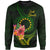 Cook Islands Polynesian Sweatshirt - Floral With Seal Flag Color Unisex Green - Polynesian Pride