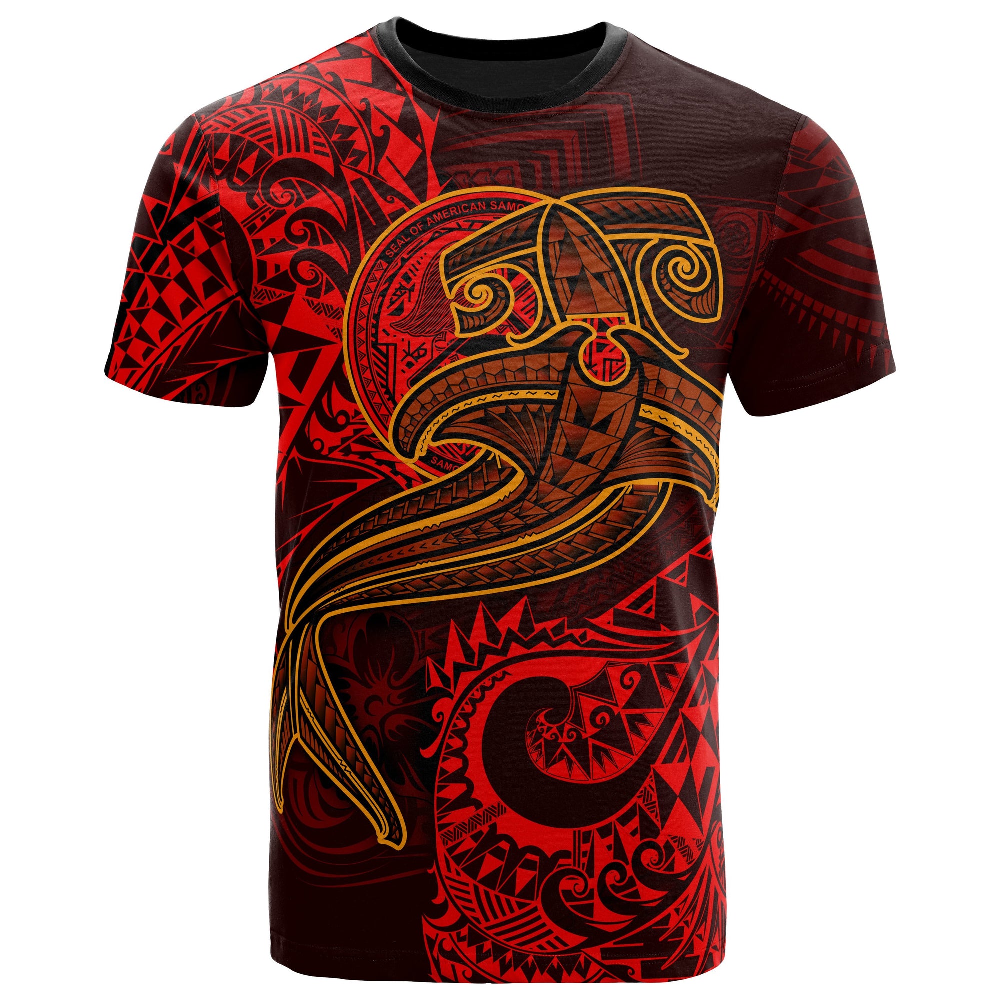 American Samoa T Shirt Red Shark Polynesian Tattoo Unisex Red - Polynesian Pride