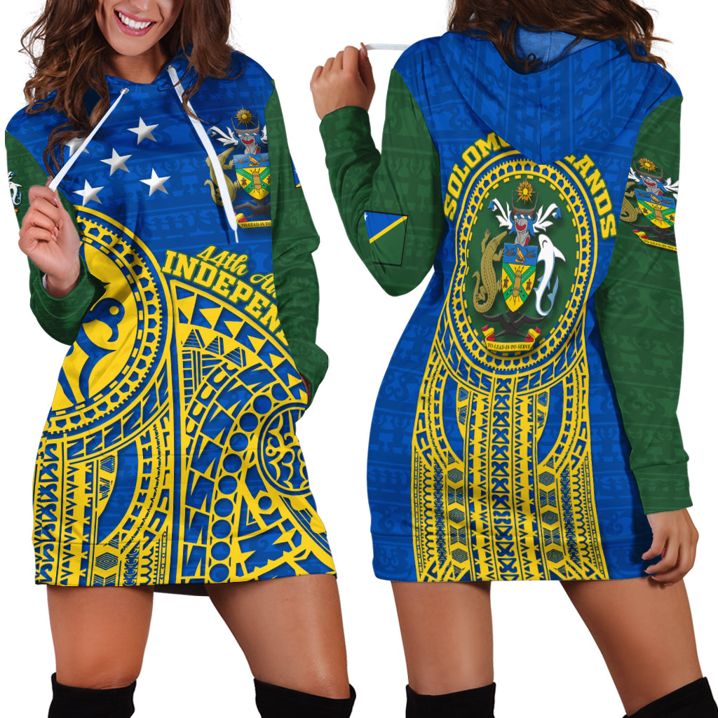 Solomon Islands Independence Anniversary 44th Years Hoodie Dress - LT12 Hoodie Dress Green - Polynesian Pride