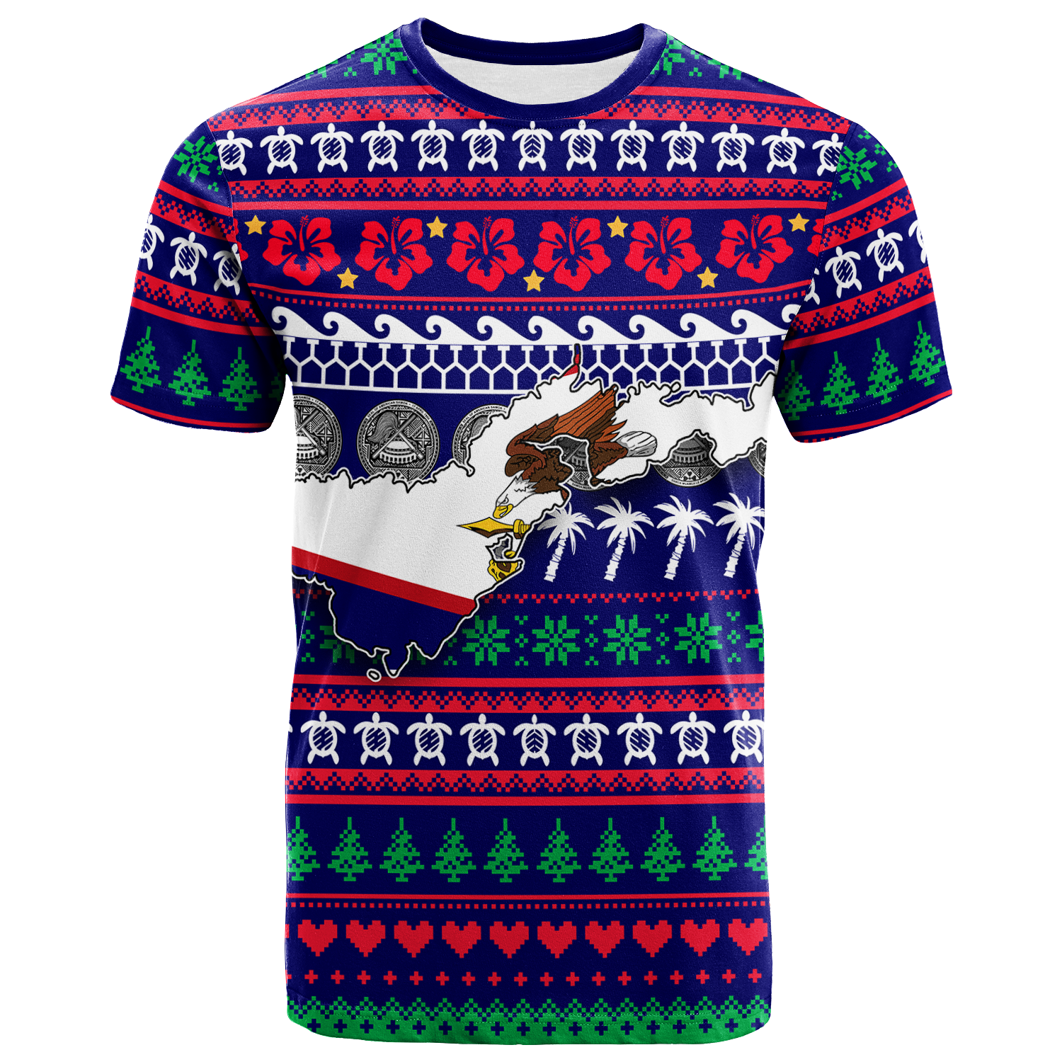 American Samoa Christmas T Shirt Ugly Christmas LT12 Unisex Blue - Polynesian Pride