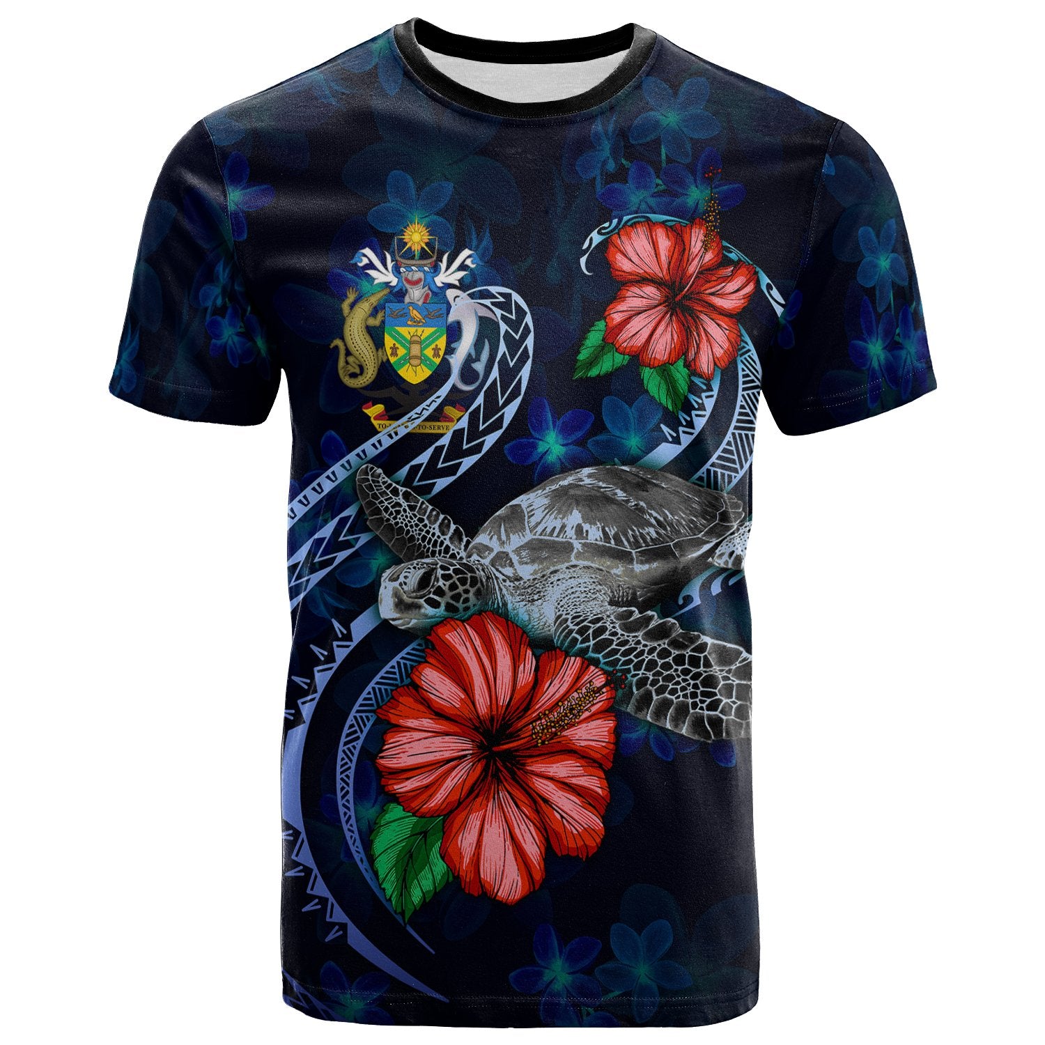 Solomon Islands Polynesian T Shirt Blue Turtle Hibiscus Unisex Blue - Polynesian Pride