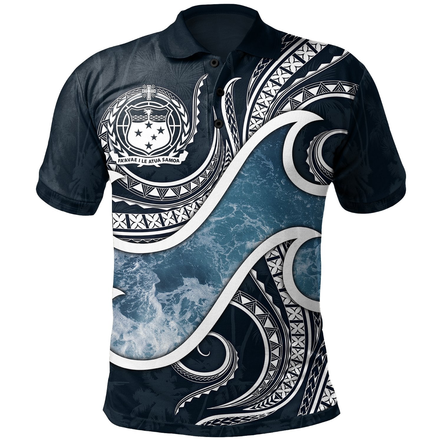 Samoa Polynesian Polo Shirt Ocean Style Unisex Black - Polynesian Pride