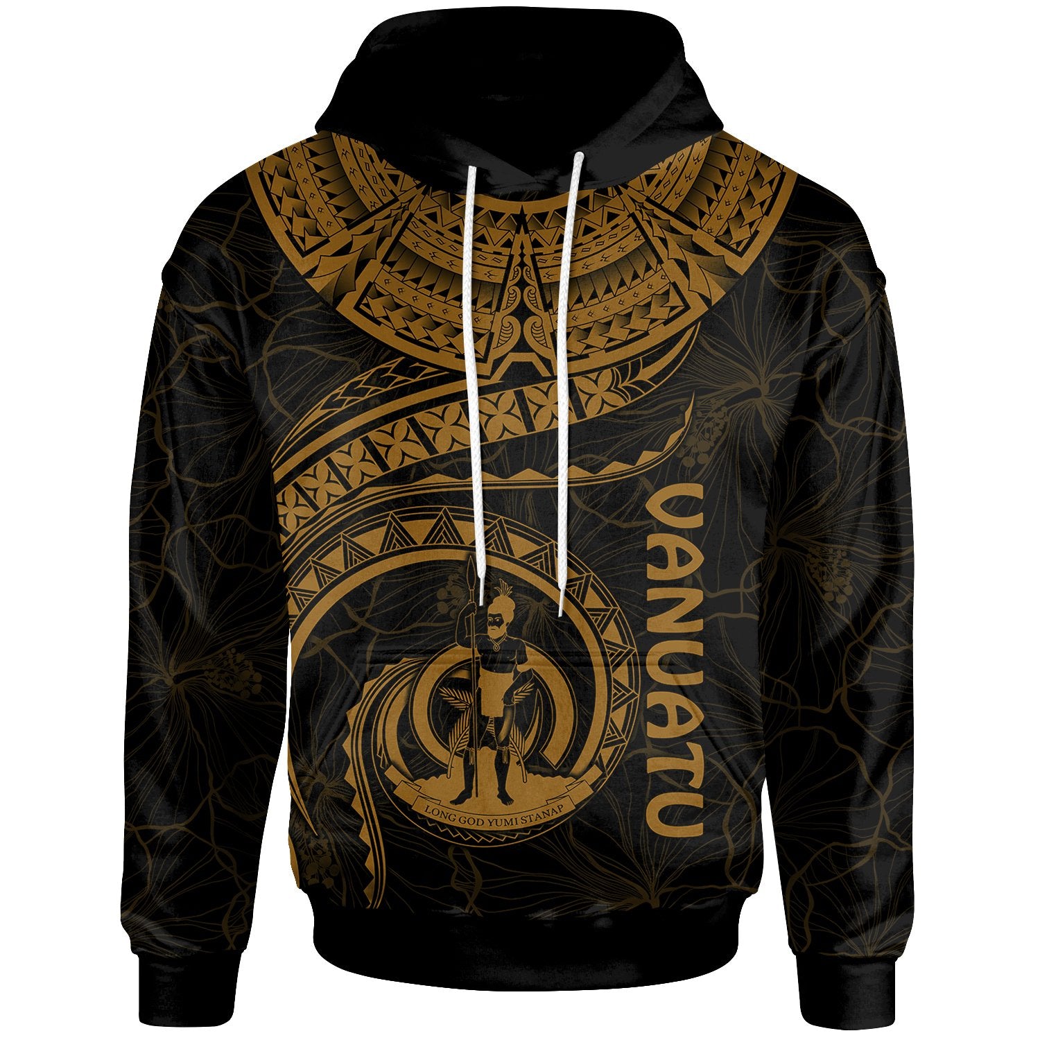 Vanuatu Polynesian Hoodie Vanuatu Waves (Golden) Unisex Golden - Polynesian Pride