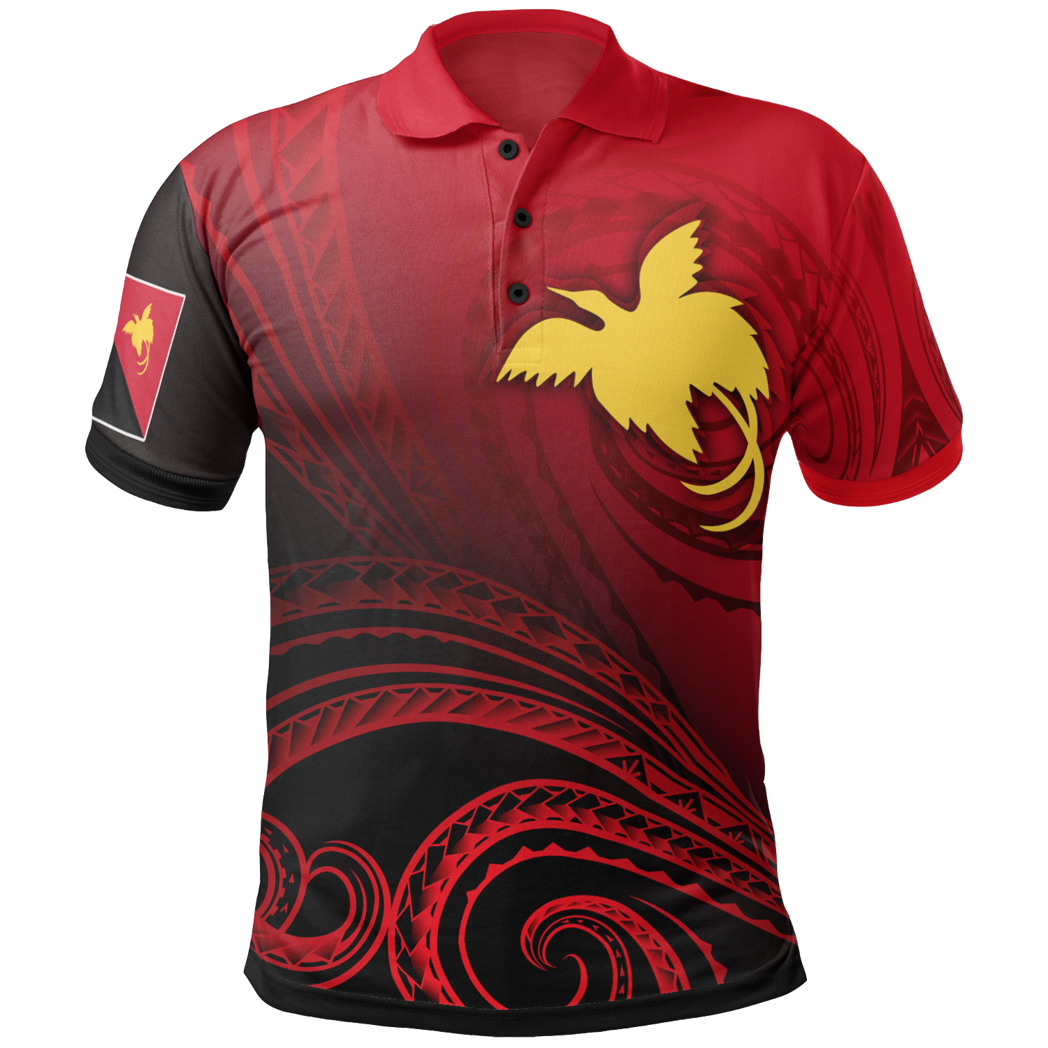 Papua New Guinea Polo Shirt Raggiana Bird of Paradise Polynesian Patterns Unisex Red - Polynesian Pride