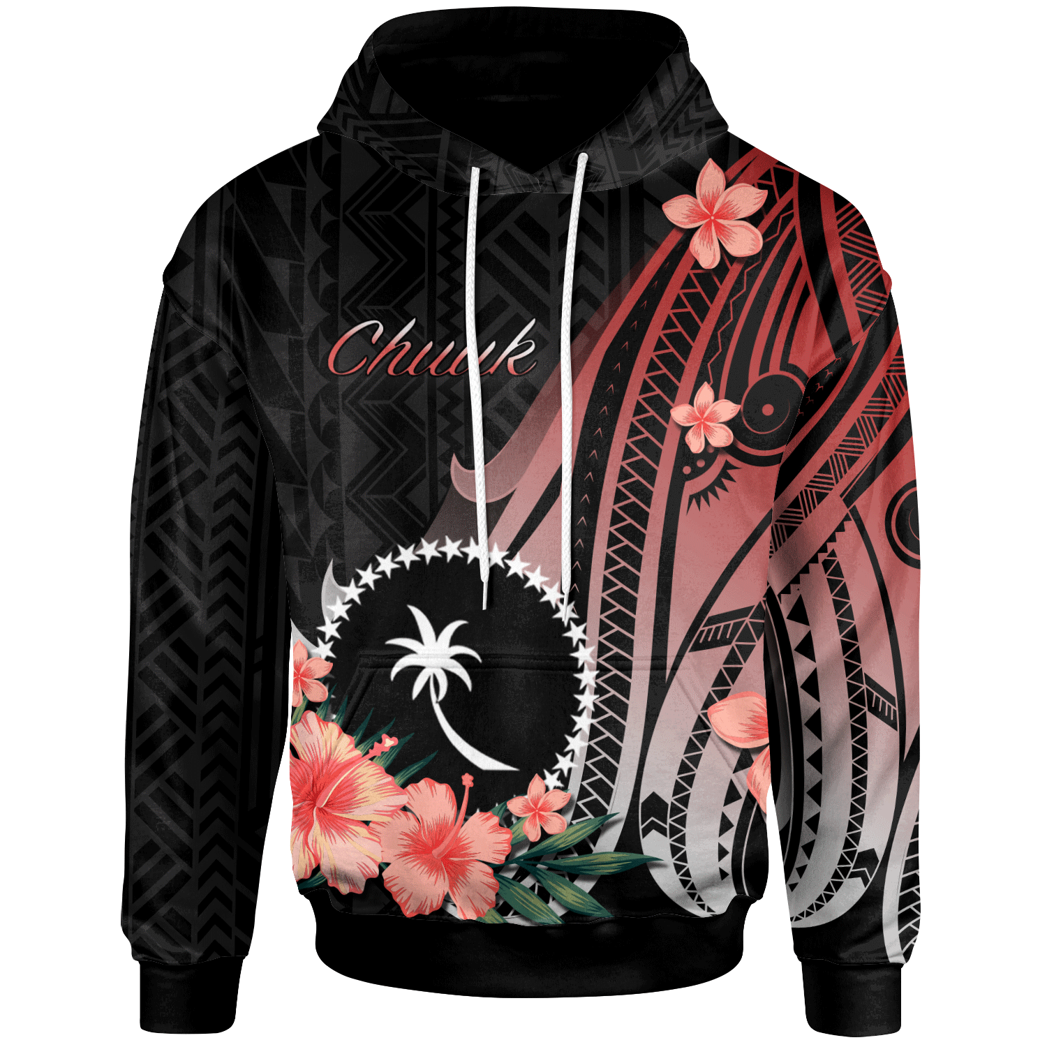 Chuuk Hoodie Red Polynesian Hibiscus Pattern Style Unisex Red - Polynesian Pride