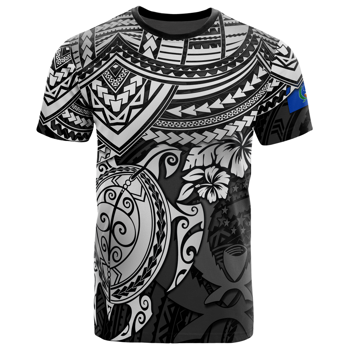 Pohnpei T Shirt Pohnpei FLag White Turtle Hibiscus Unisex WHITE - Polynesian Pride