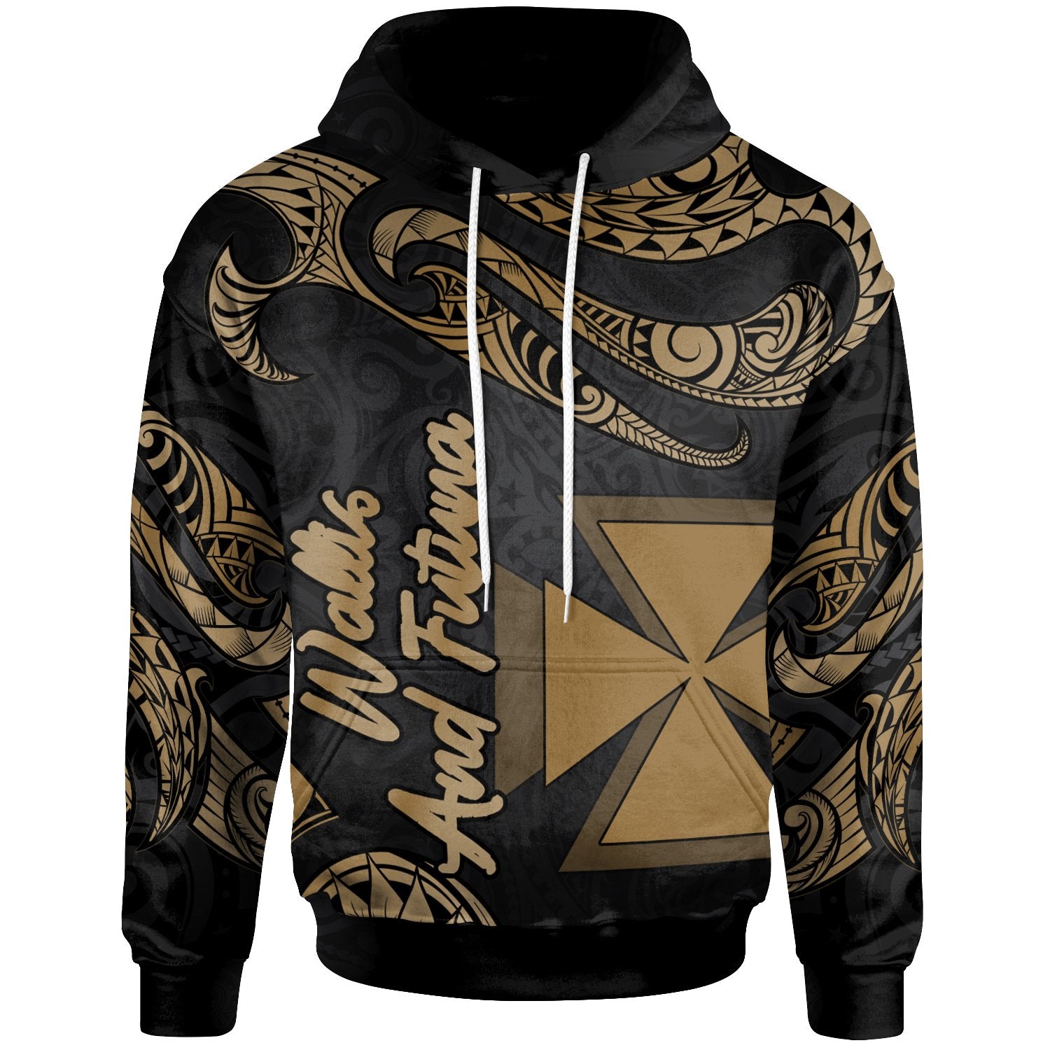 Wallis and Futuna Hoodie Polynesian Tattoo Gold Version Unisex Gold - Polynesian Pride