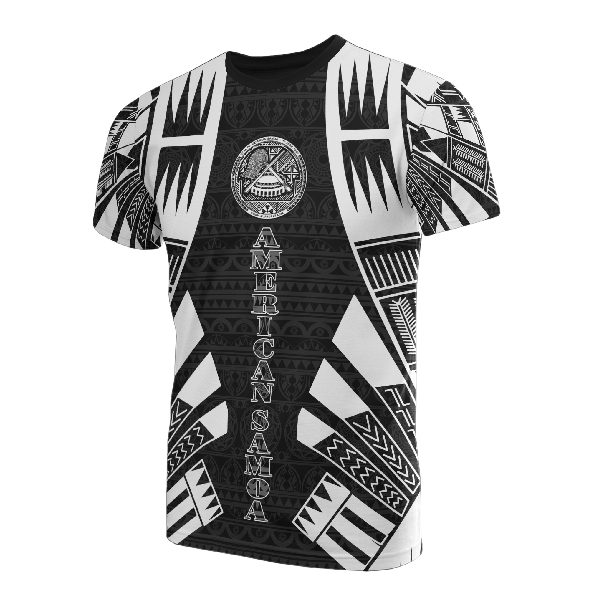 American Samoa T Shirt American Samoan Seal Polynesian Tattoo Style Unisex Black - Polynesian Pride