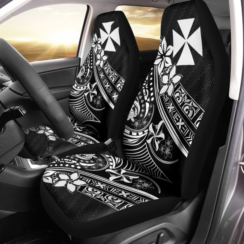 Wallis and Futuna Car Seat Cover - The Flow OF Ocean Universal Fit Black - Polynesian Pride