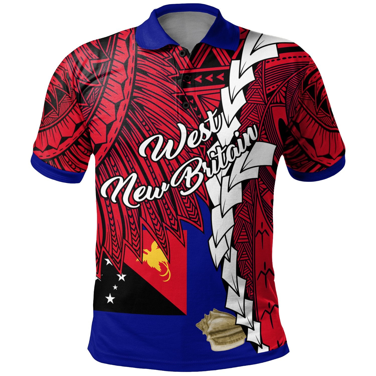 Papua New Guinea West New Britain Province Polynesian Polo Shirt Tribal Wave Tattoo Unisex Red - Polynesian Pride