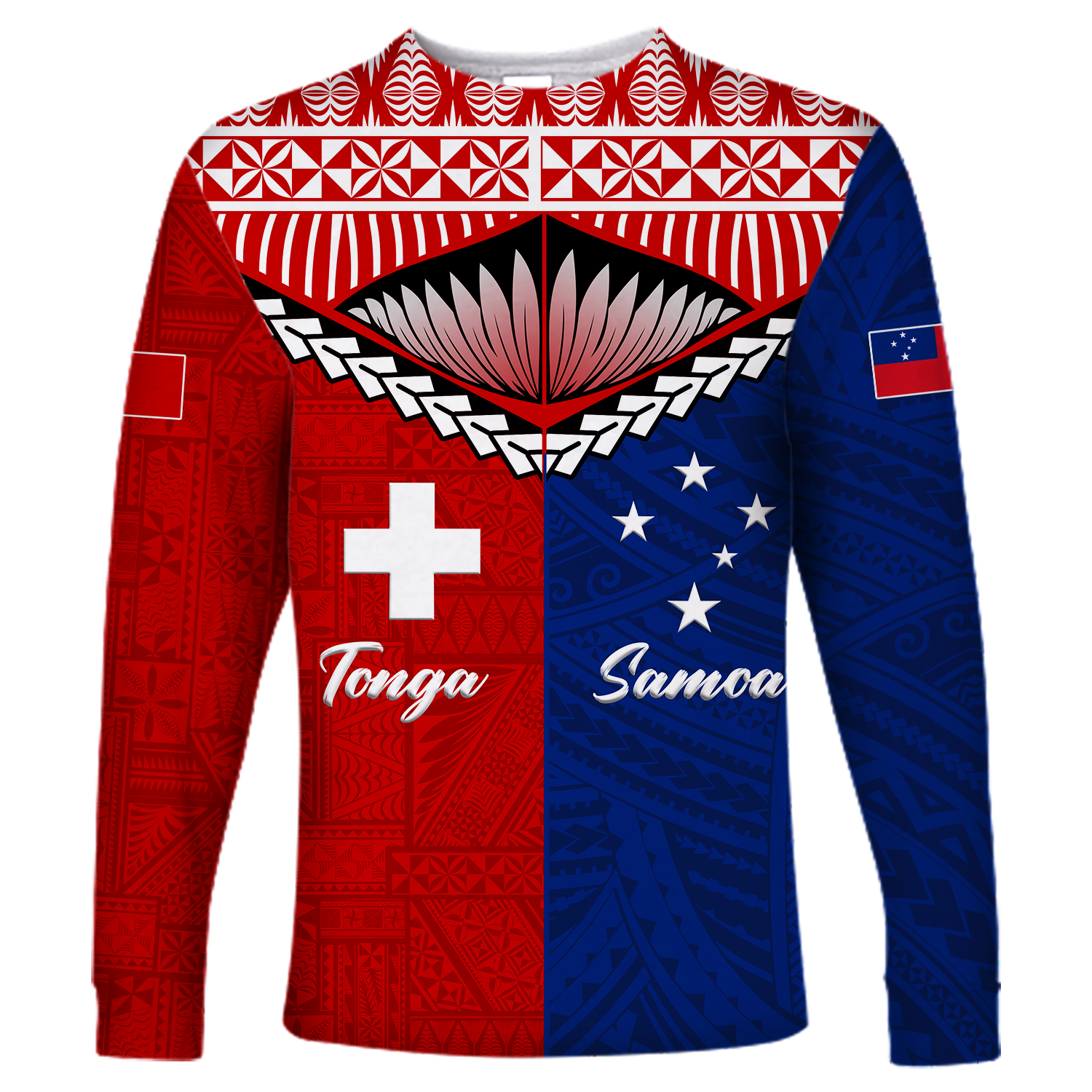 Tonga Combine Samoa Pride Long Sleeve Shirt - LT12 Unisex Red - Polynesian Pride