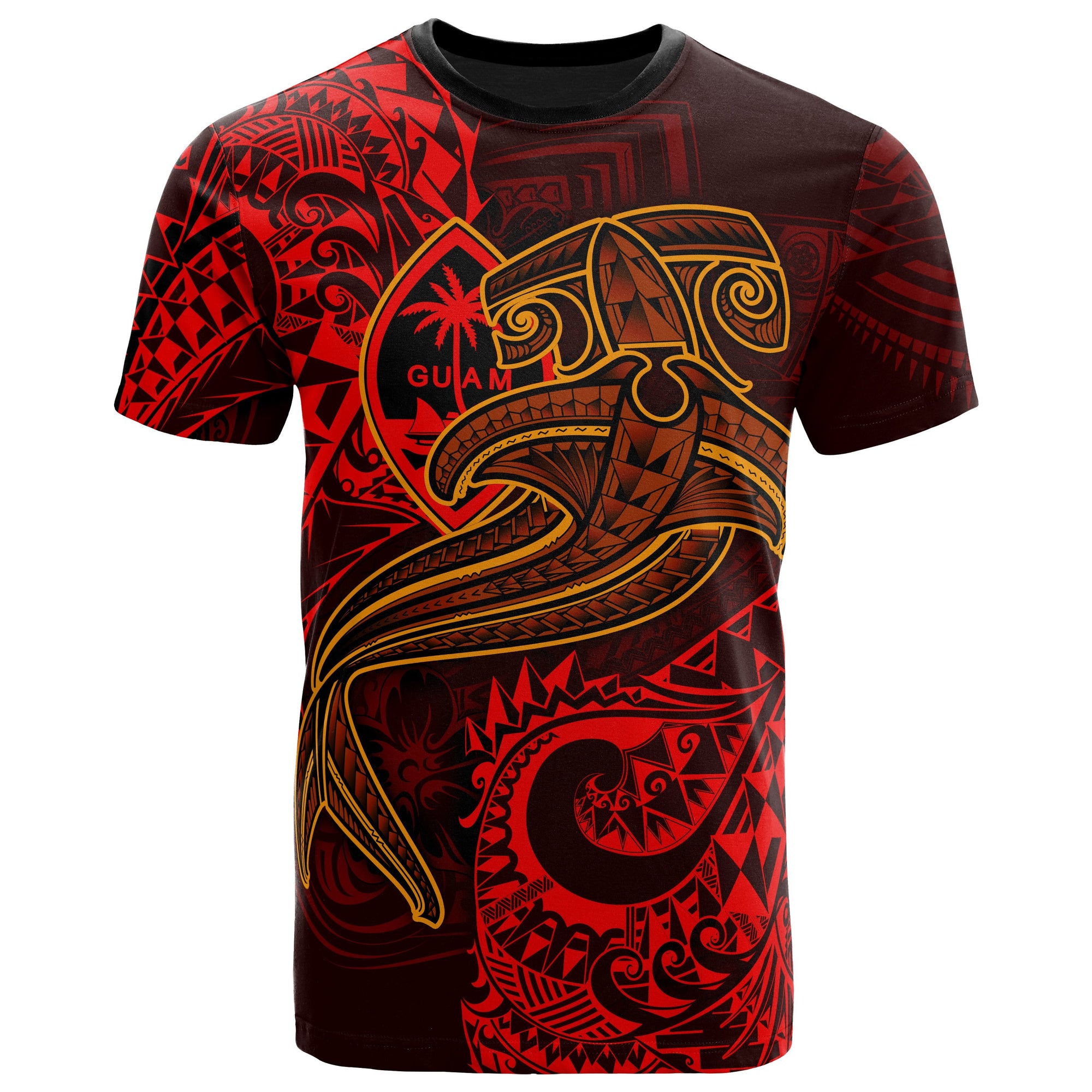 Guam Polynesian T Shirt Red Shark Polynesian Tattoo Unisex Red - Polynesian Pride