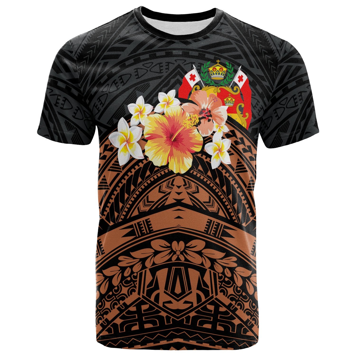 Tonga Custom T Shirt Tribal Pattern Hibiscus Unisex Black - Polynesian Pride
