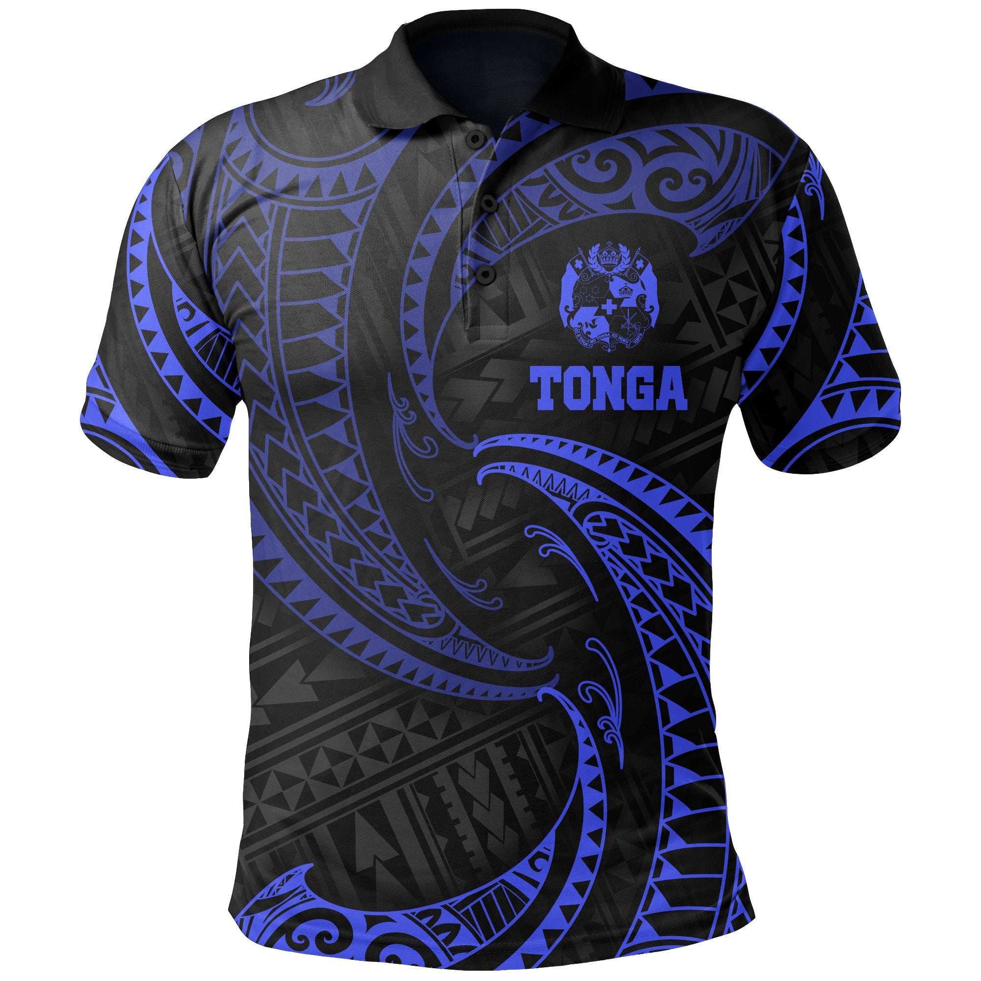 Tonga Polynesian Polo Shirt Blue Tribal Wave Unisex Blue - Polynesian Pride