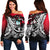 Guam Women's Off Shoulder Sweaters - Tribal Jungle Pattern Red Color Red - Polynesian Pride