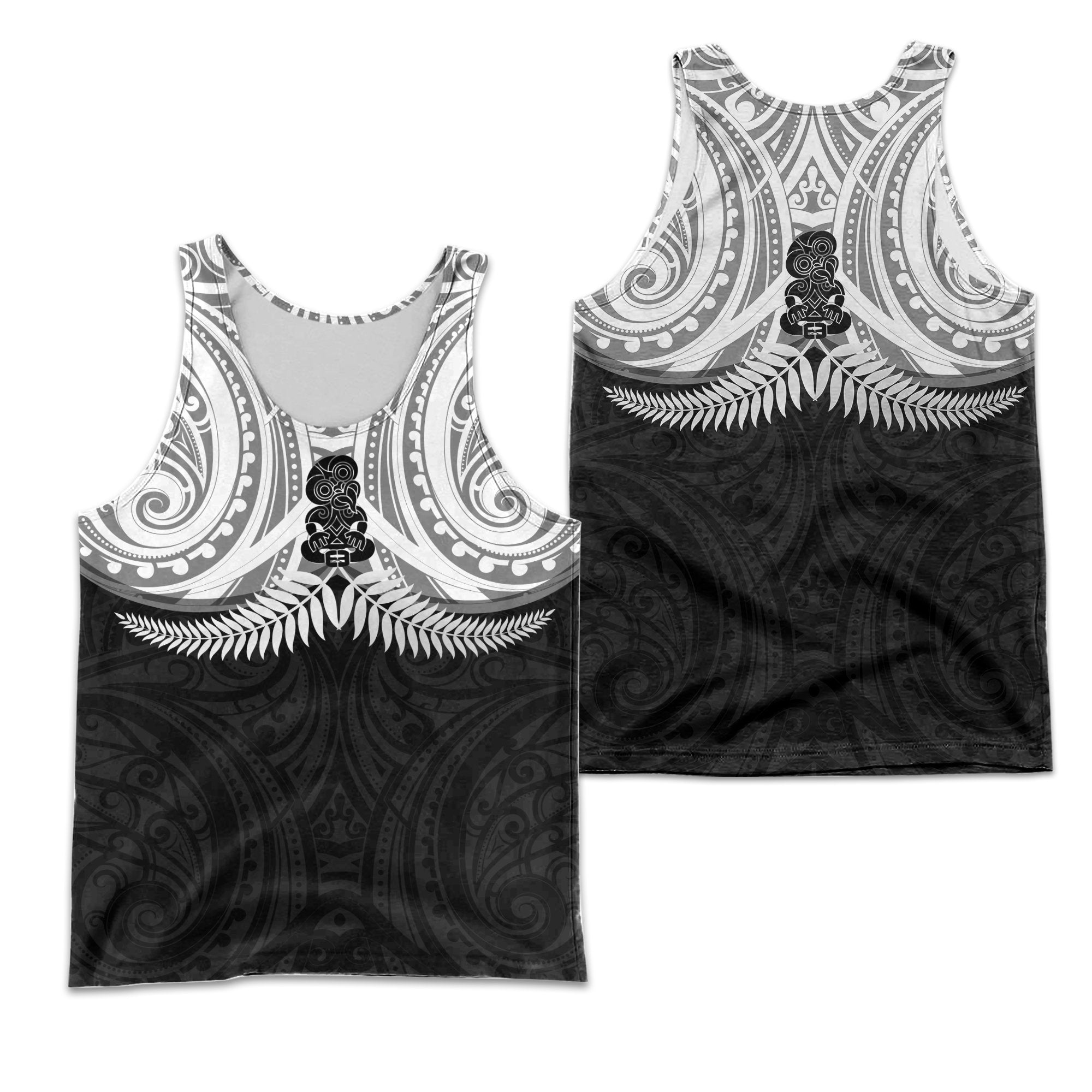 New Zealand Men's Tank Top - Maori Silver Fern - LT20 Art - Polynesian Pride