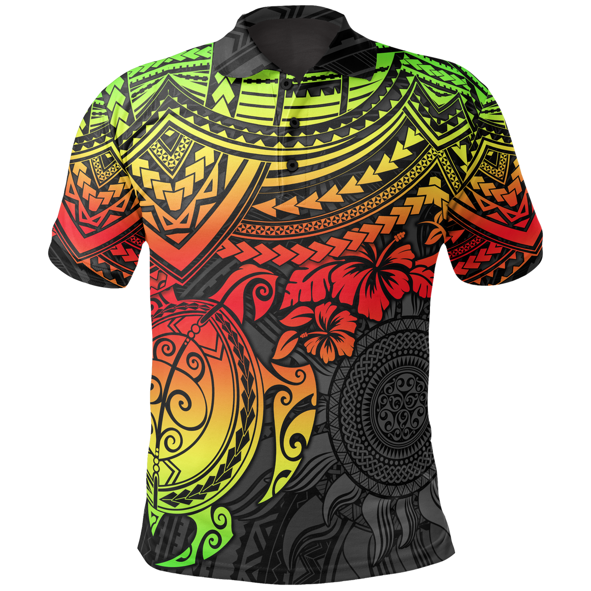 Polo Shirt Polynesian Reggae Turtle Hibiscus Unisex Reggae - Polynesian Pride