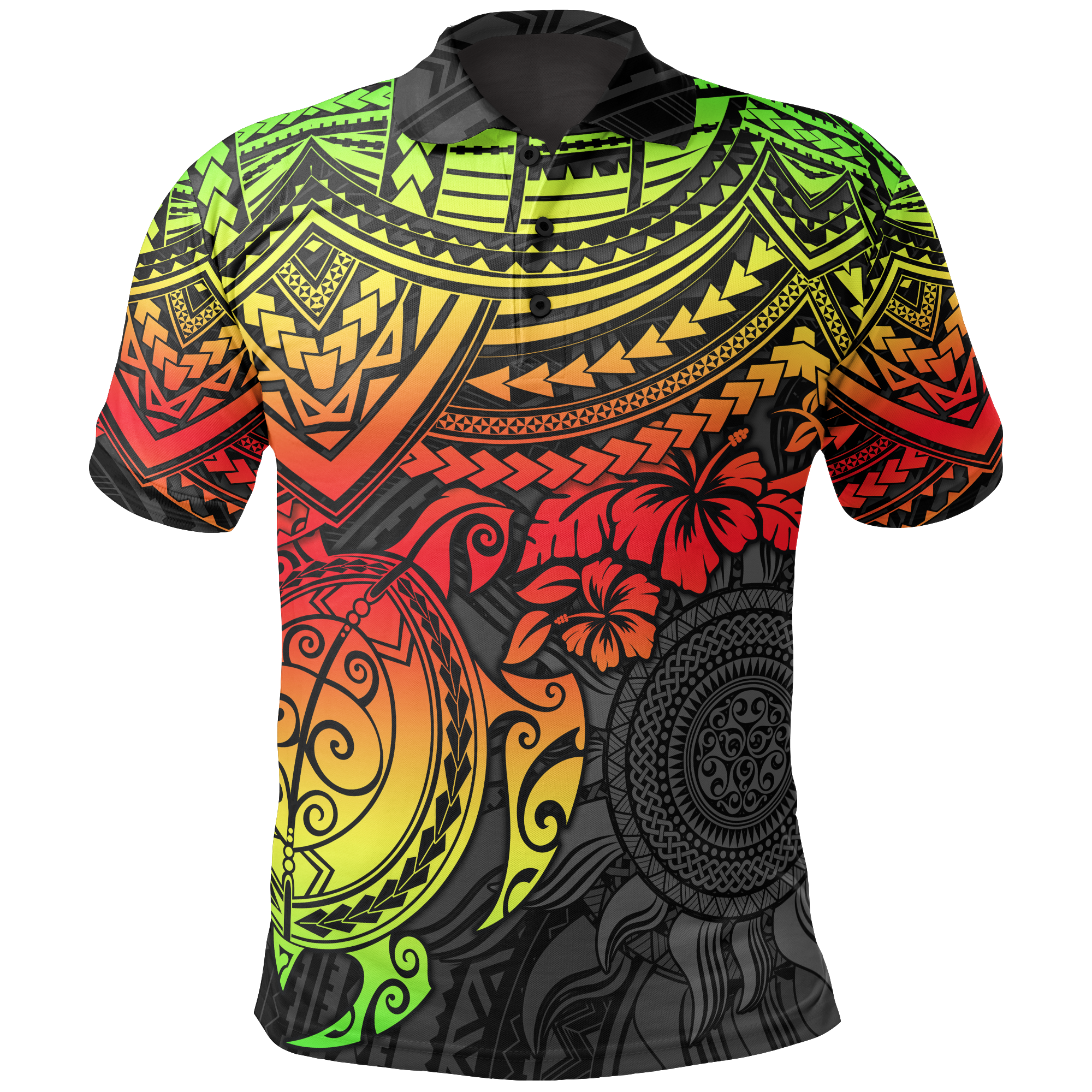 Polo Shirt Polynesian Reggae Turtle Hibiscus Unisex Reggae - Polynesian Pride