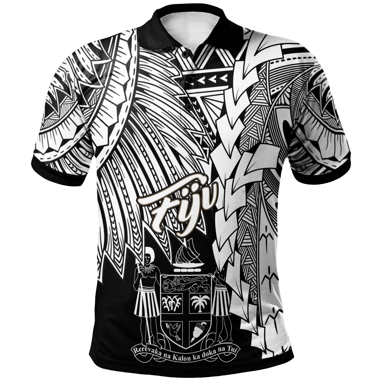 Fiji Polynesian Polo Shirt Tribal Wave Tattoo White Unisex White - Polynesian Pride