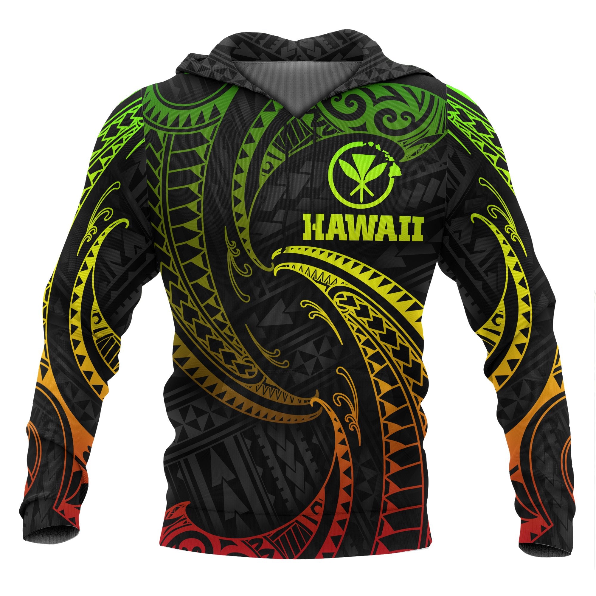 Hawaii Polynesian Hoodie Reggae Tribal Wave Unisex Reggae - Polynesian Pride