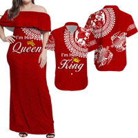 Valentine Day Tonga Couple Love Matching Dress and Hawaiian Shirt Polynesian Turtle LT12 Red - Polynesian Pride