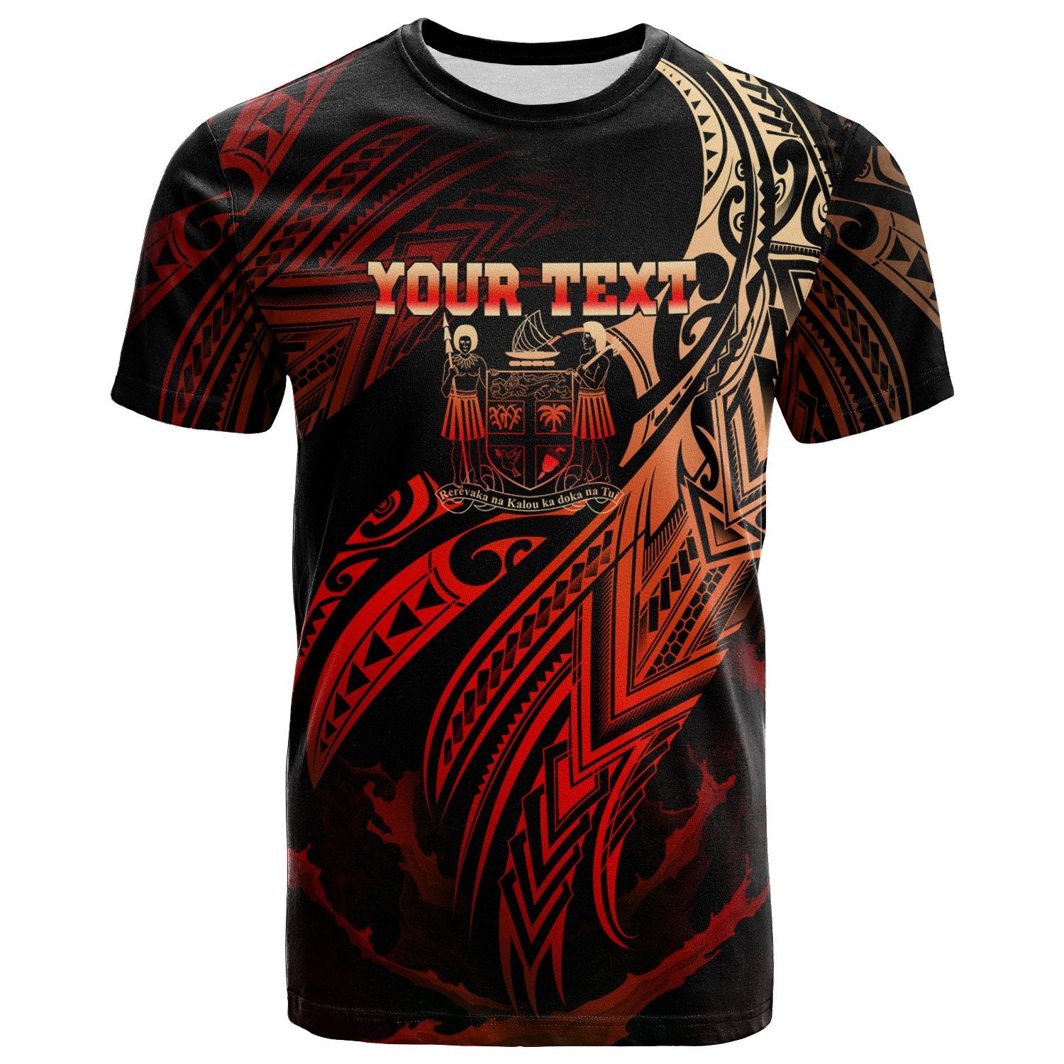 Fiji Polynesian Custom T Shirt Fijian Legend Red Version Unisex Red - Polynesian Pride