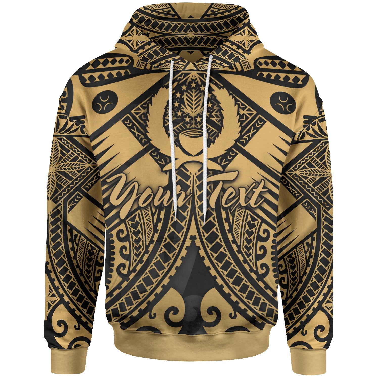 Pohnpei Custom Hoodie Gold Seal with Polynesian Tattoo Unisex Gold - Polynesian Pride