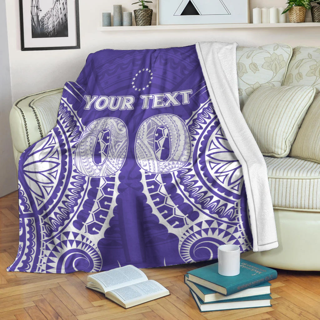 Cook Islands Rarotonga Blanket - Purple Tribal Pattern - LT12 White - Polynesian Pride