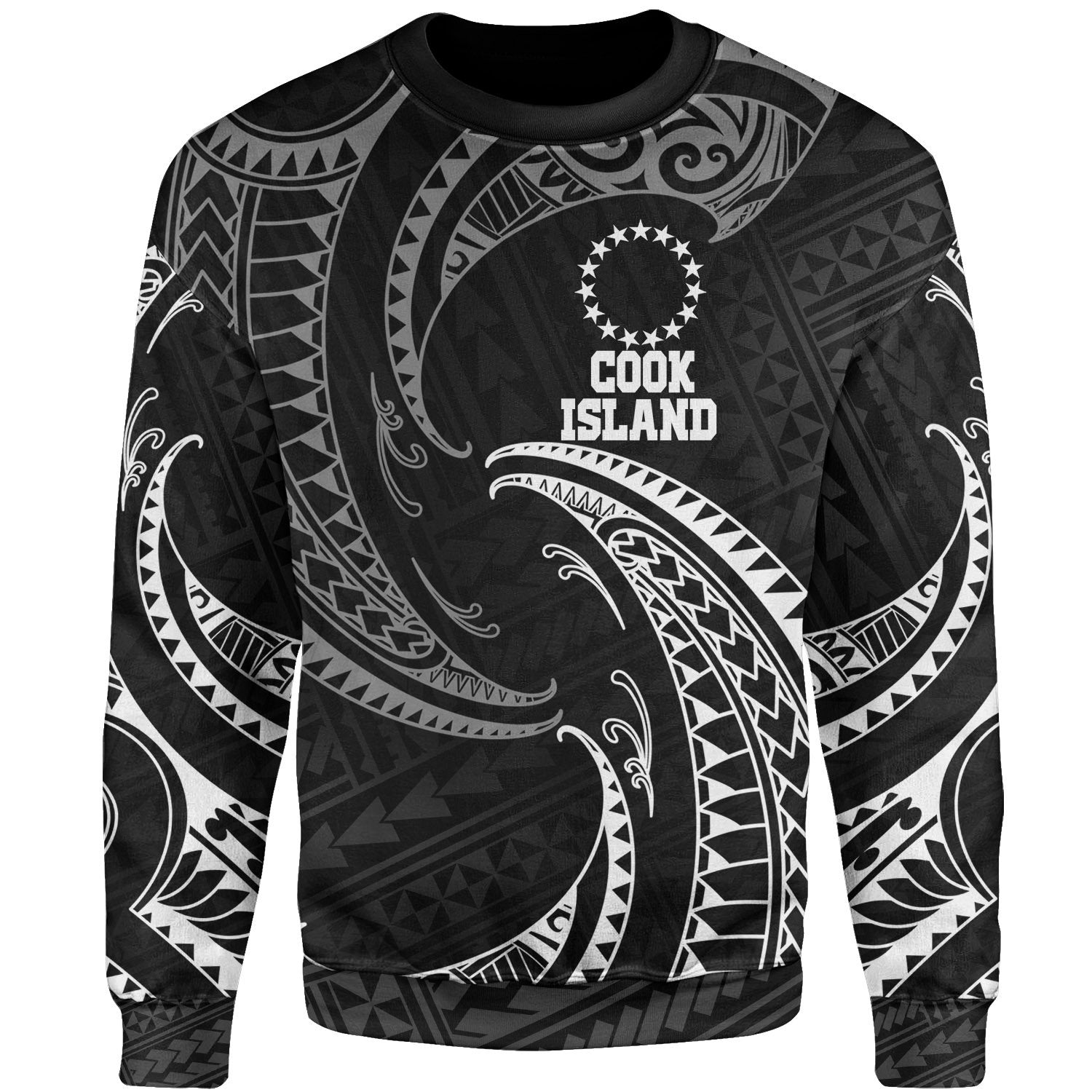 Cook Islands Polynesian Sweater - White Tribal Wave Unisex White - Polynesian Pride