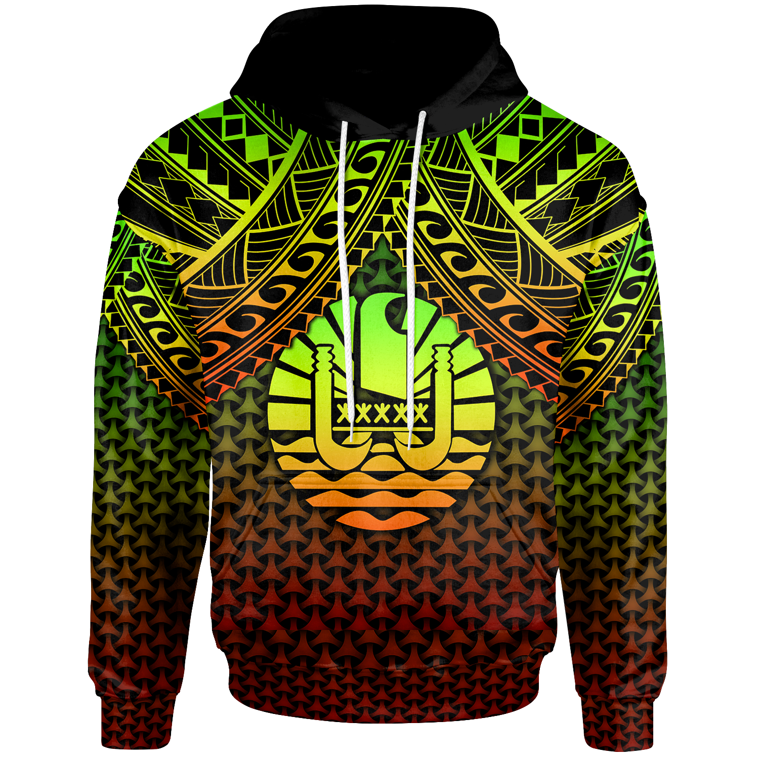 Polynesian Tahiti Zip up Hoodie Reggae Vintage Polynesian Patterns Unisex Reggae - Polynesian Pride