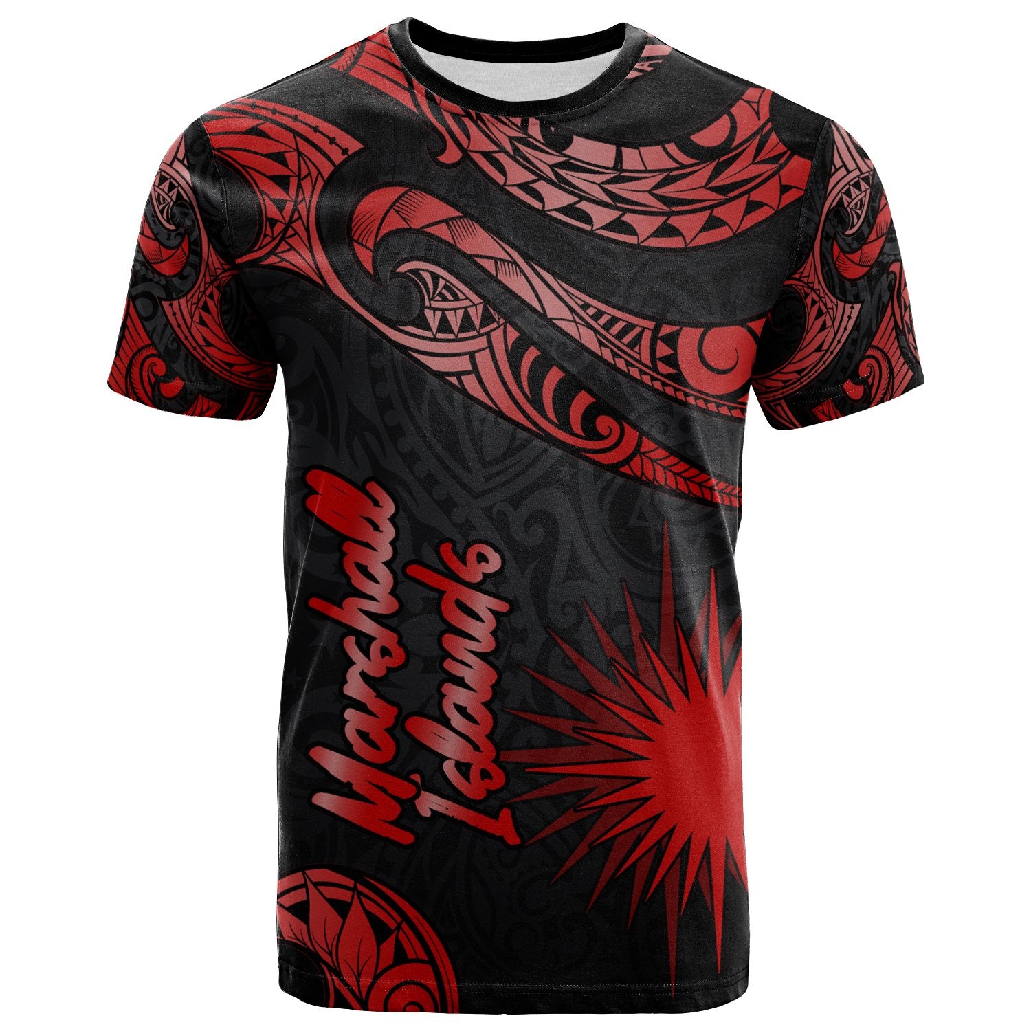 Marshall Islands Polynesian T Shirt Poly Tattoo Red Version Unisex Red - Polynesian Pride