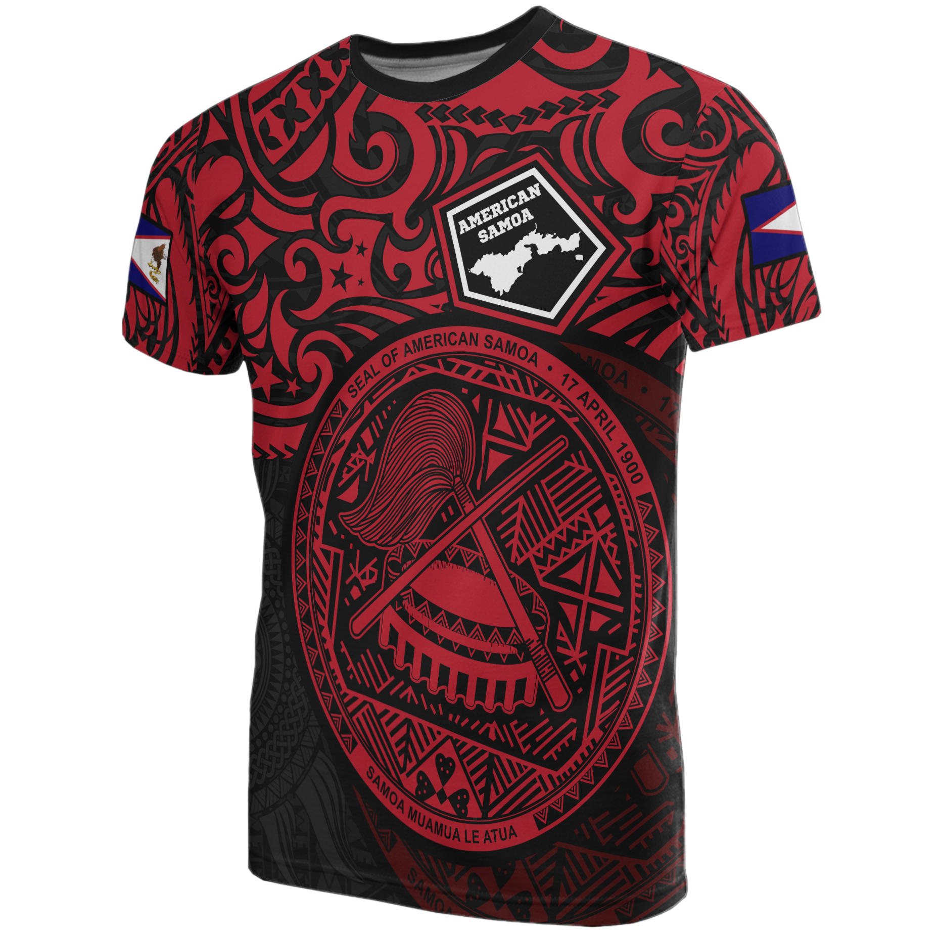 American Samoa Pride T Shirt American Samoa Flag Seal (Red) Unisex RED - Polynesian Pride