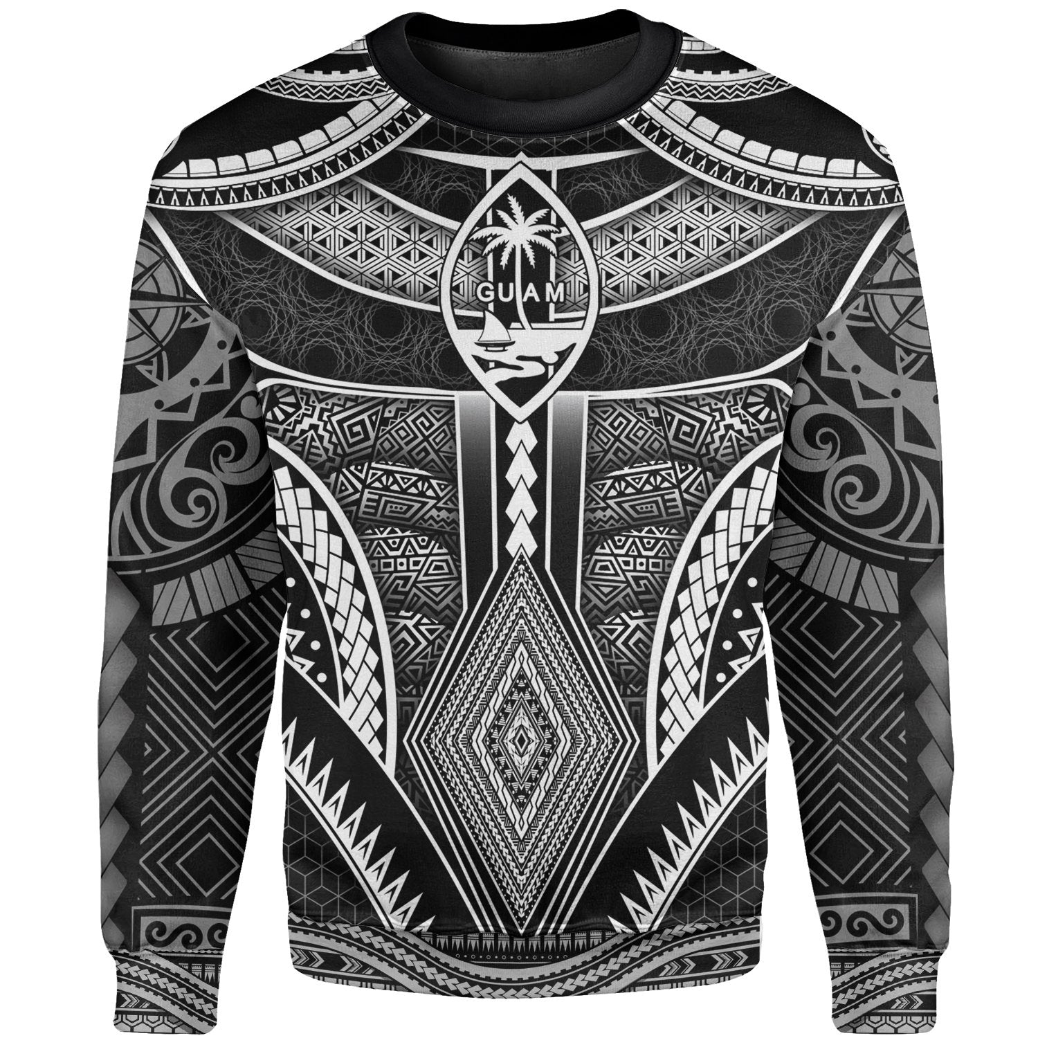 Polynesian Sweater Shirt - Guam Symbols With Poly Patterns Unisex Reggae - Polynesian Pride