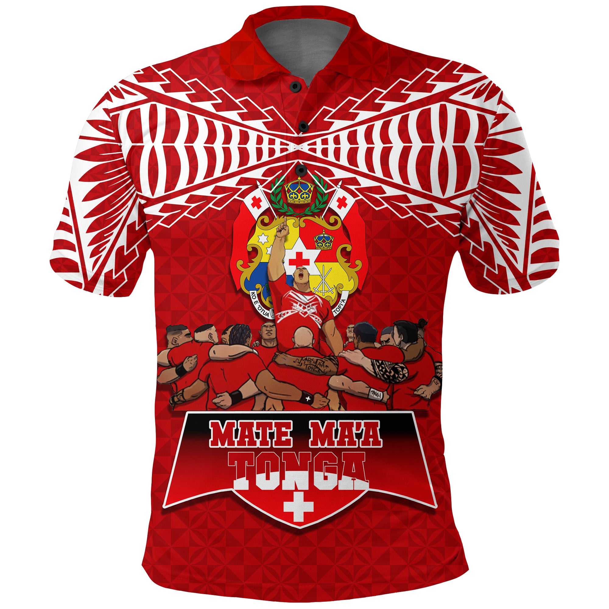 Mate Maa Tonga Sipi Tau Polo Shirt LT12 Unisex Red - Polynesian Pride