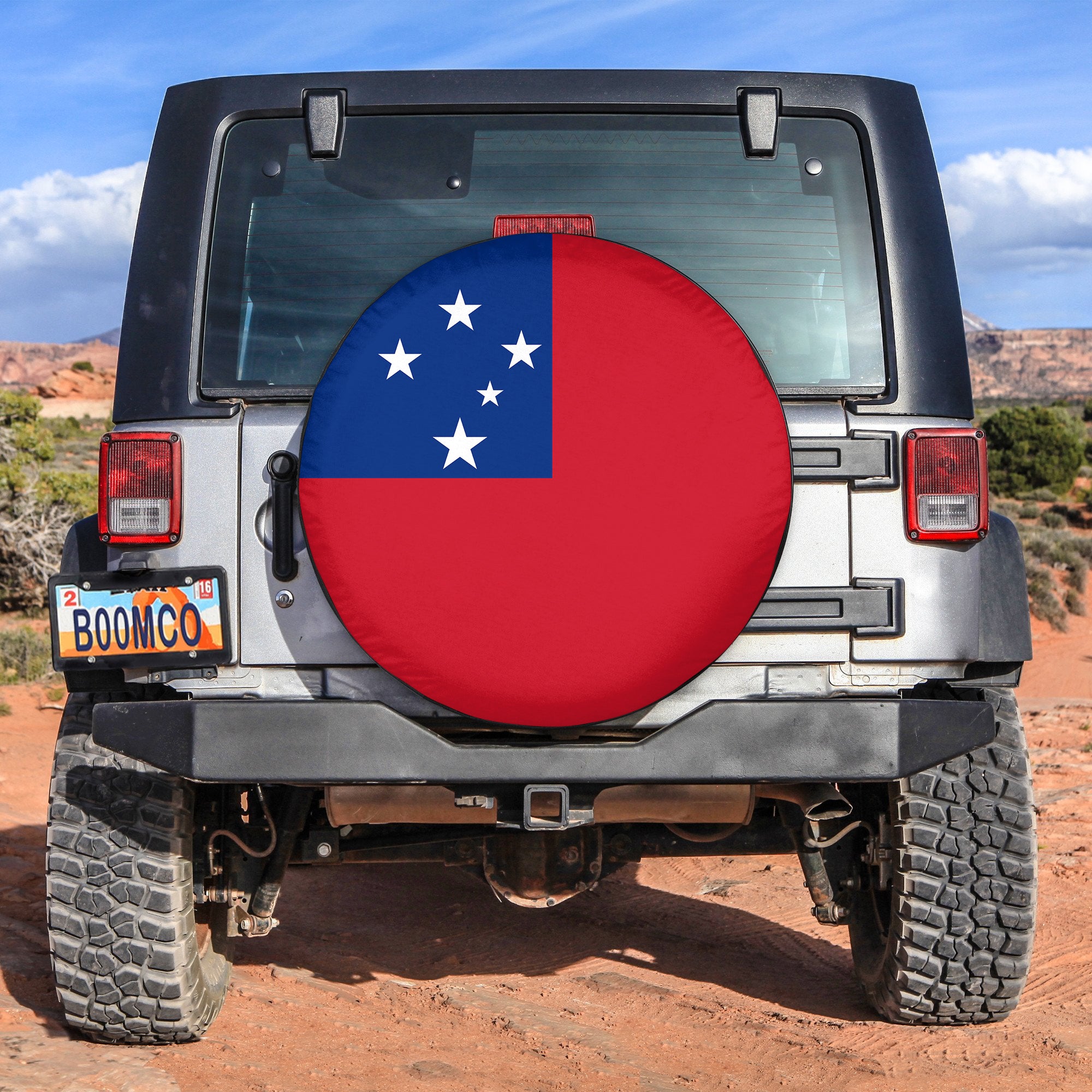 Samoa Spare Tire Cover Proud Samoan Style Flag Ver.01 LT13 Red - Polynesian Pride