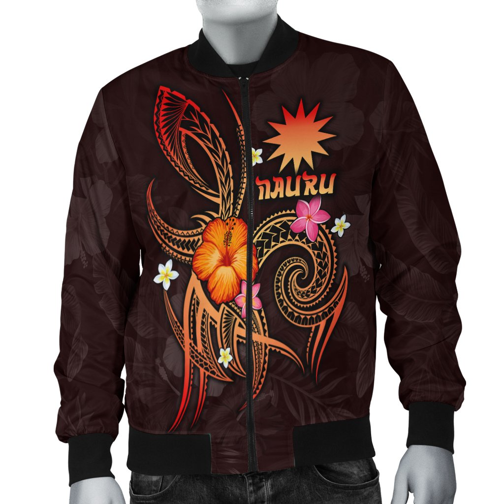 Nauru Polynesian Men's Bomber Jacket - Legend of Nauru (Red) Red - Polynesian Pride