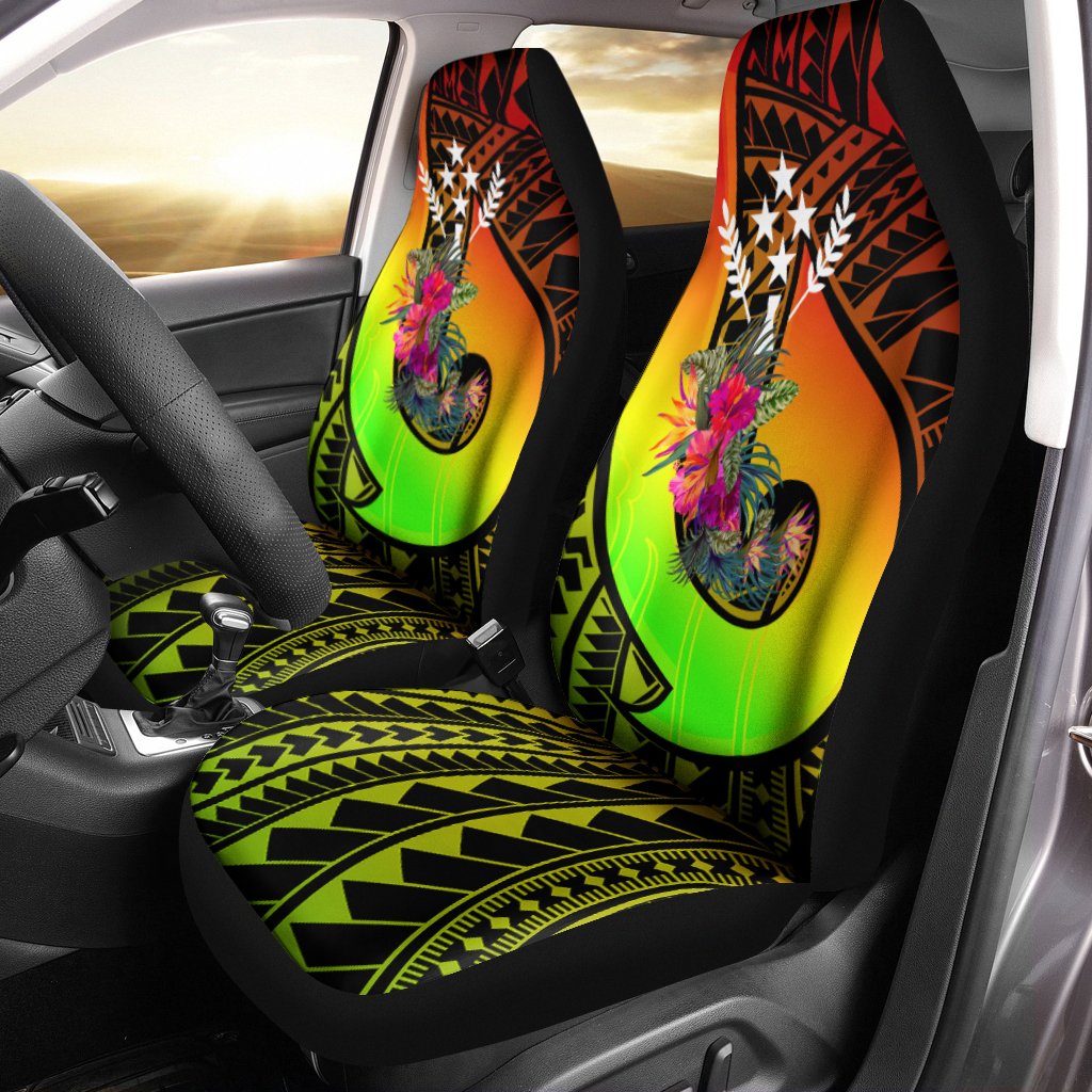 Kosrae Car Seat Covers - Polynesian Hook And Hibiscus (Reggae) Universal Fit Reggae - Polynesian Pride