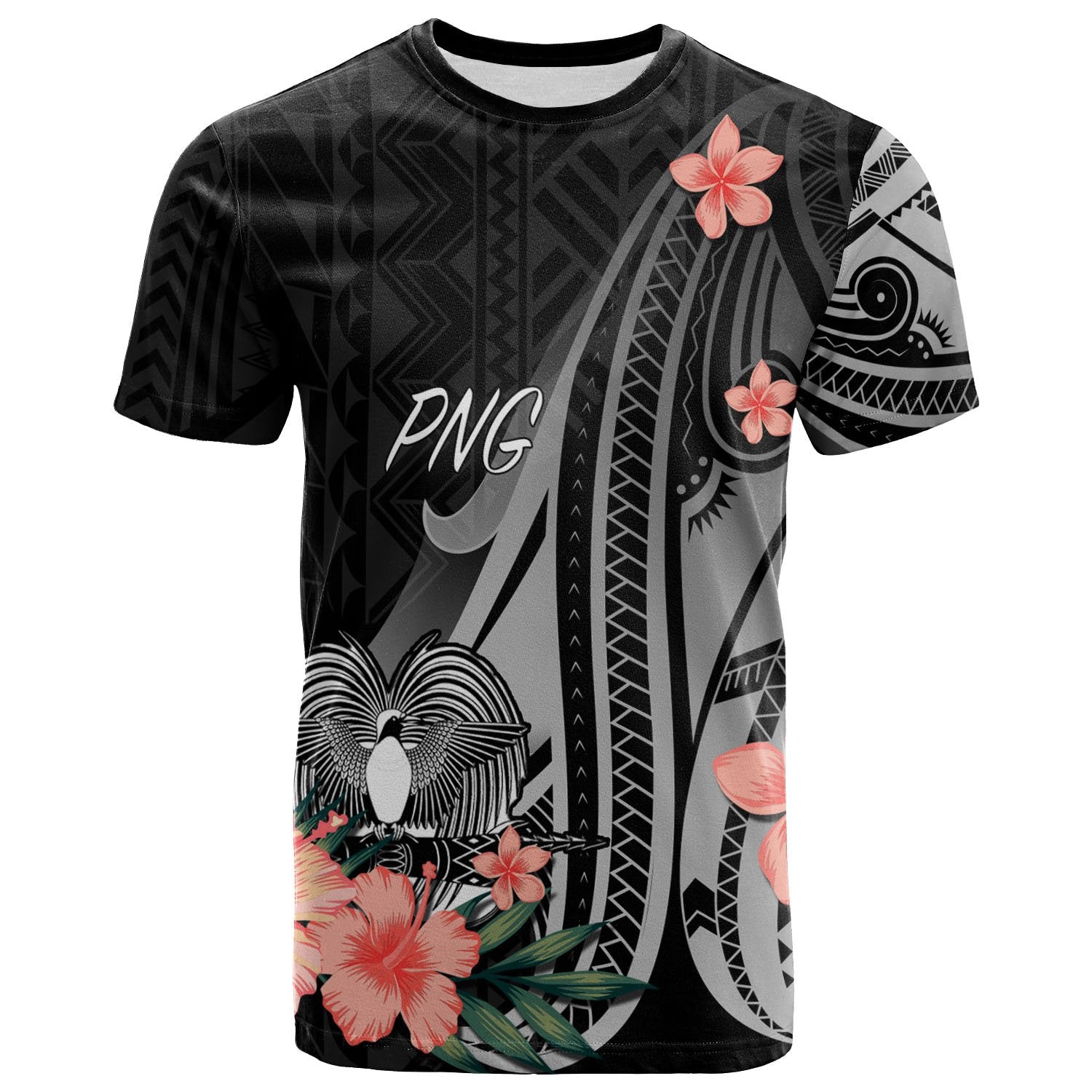 Papua New Guinea T Shirt Polynesian Hibiscus Pattern Style Unisex Black - Polynesian Pride