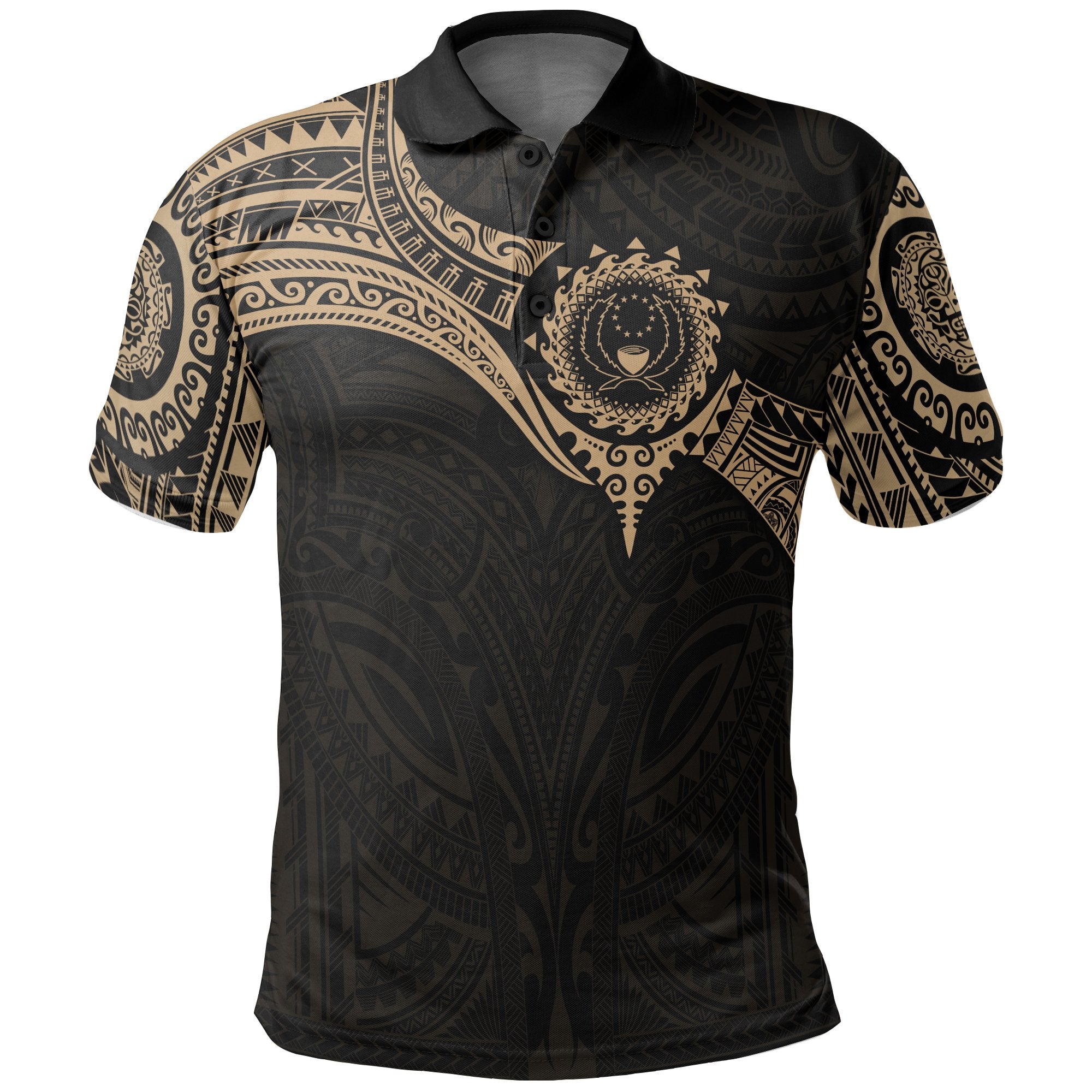 Pohnpei Micronesian Polo Shirt Gold Heart Shield Unisex GOLD - Polynesian Pride