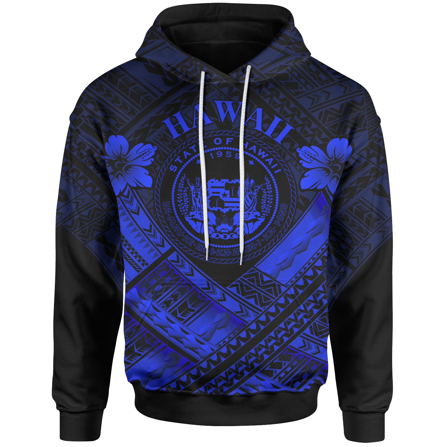 Hawaii Hoodie Blue Seal Polynesian Patterns Unisex Blue - Polynesian Pride