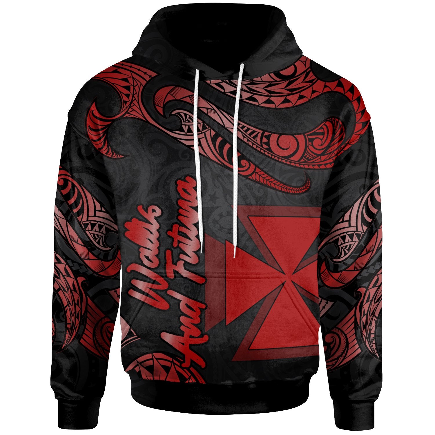 Wallis and Futuna Hoodie Polynesian Tattoo Red Version Unisex Red - Polynesian Pride