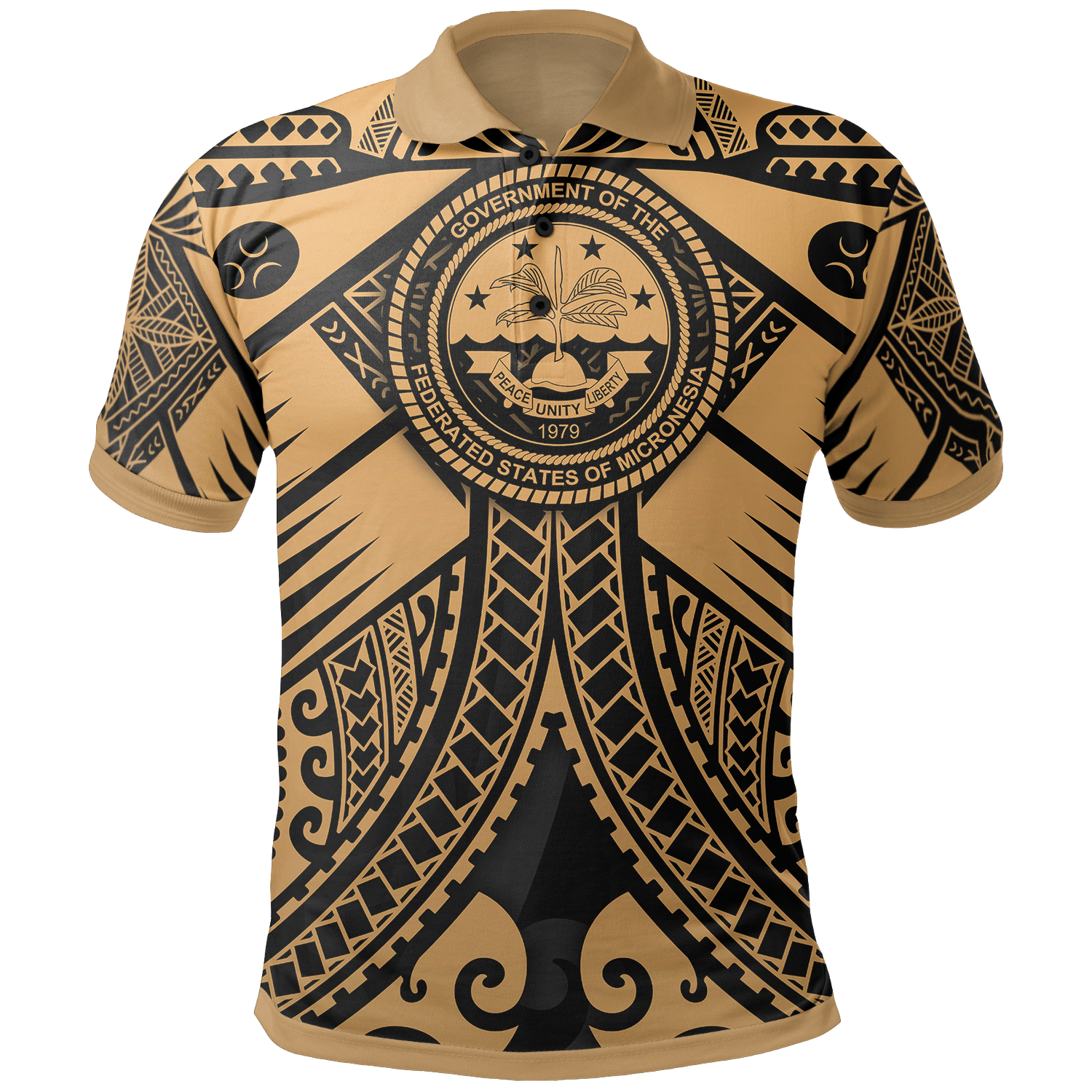 FSM Polo Shirt Gold Seal with Polynesian Tattoo Unisex Gold - Polynesian Pride