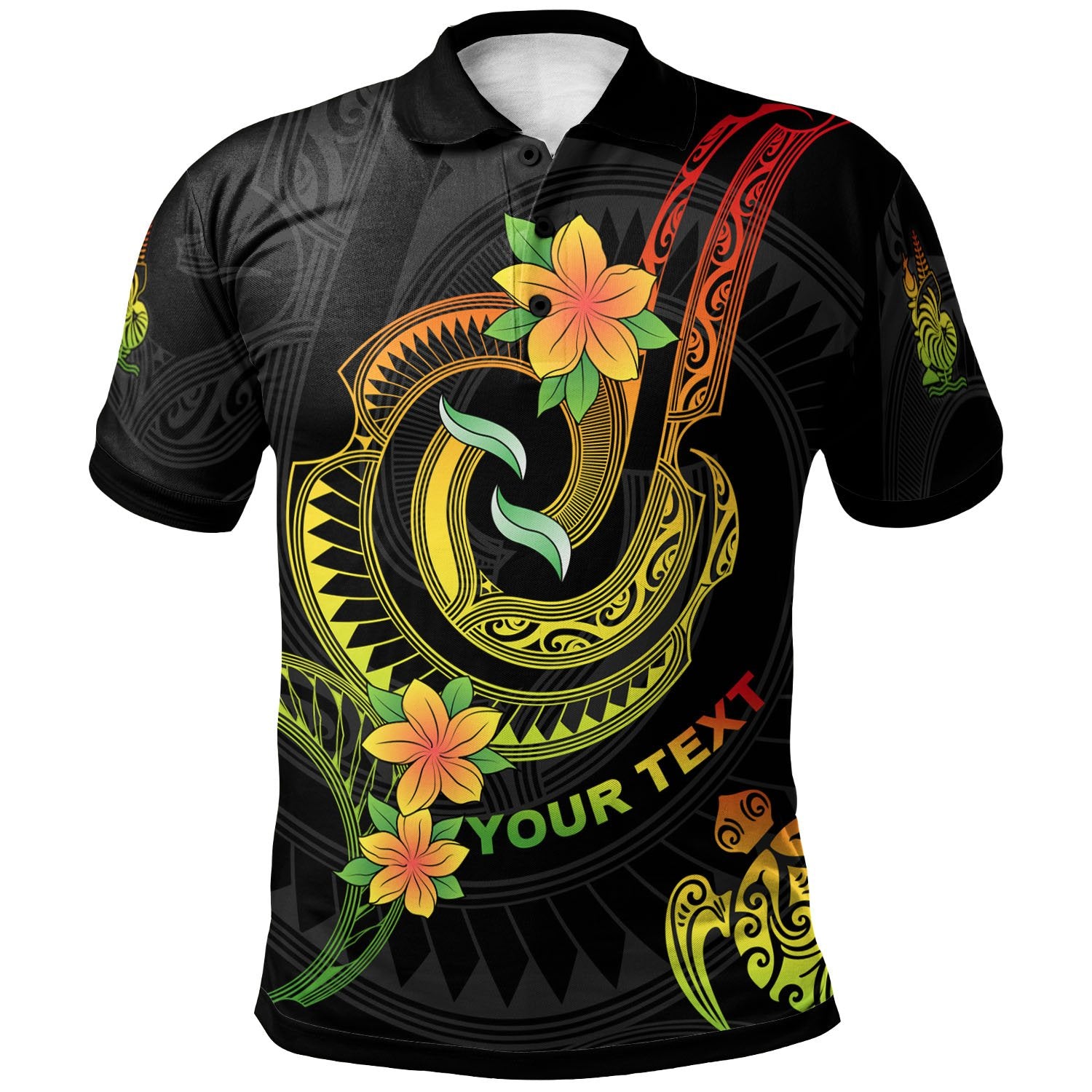 New Caledonia Custom Polo Shirt Reggae Plumeria Flowers with Spiral Patterns Unisex Reggae - Polynesian Pride