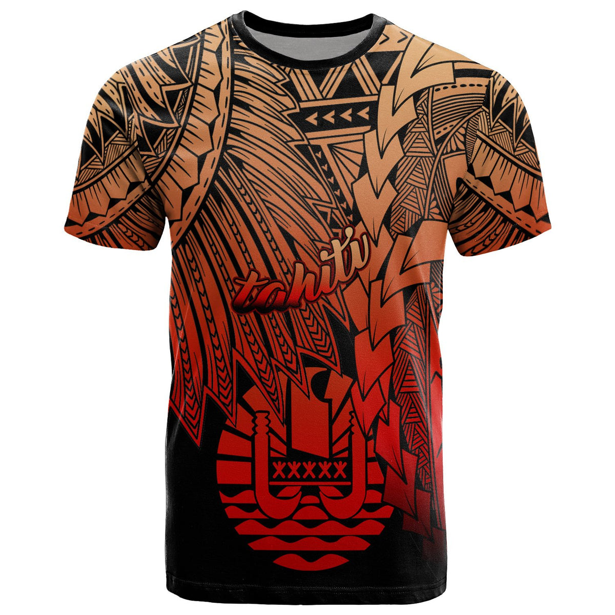 Tahiti Polynesian T Shirt Tribal Wave Tattoo Red Ver 2 Unisex Red - Polynesian Pride