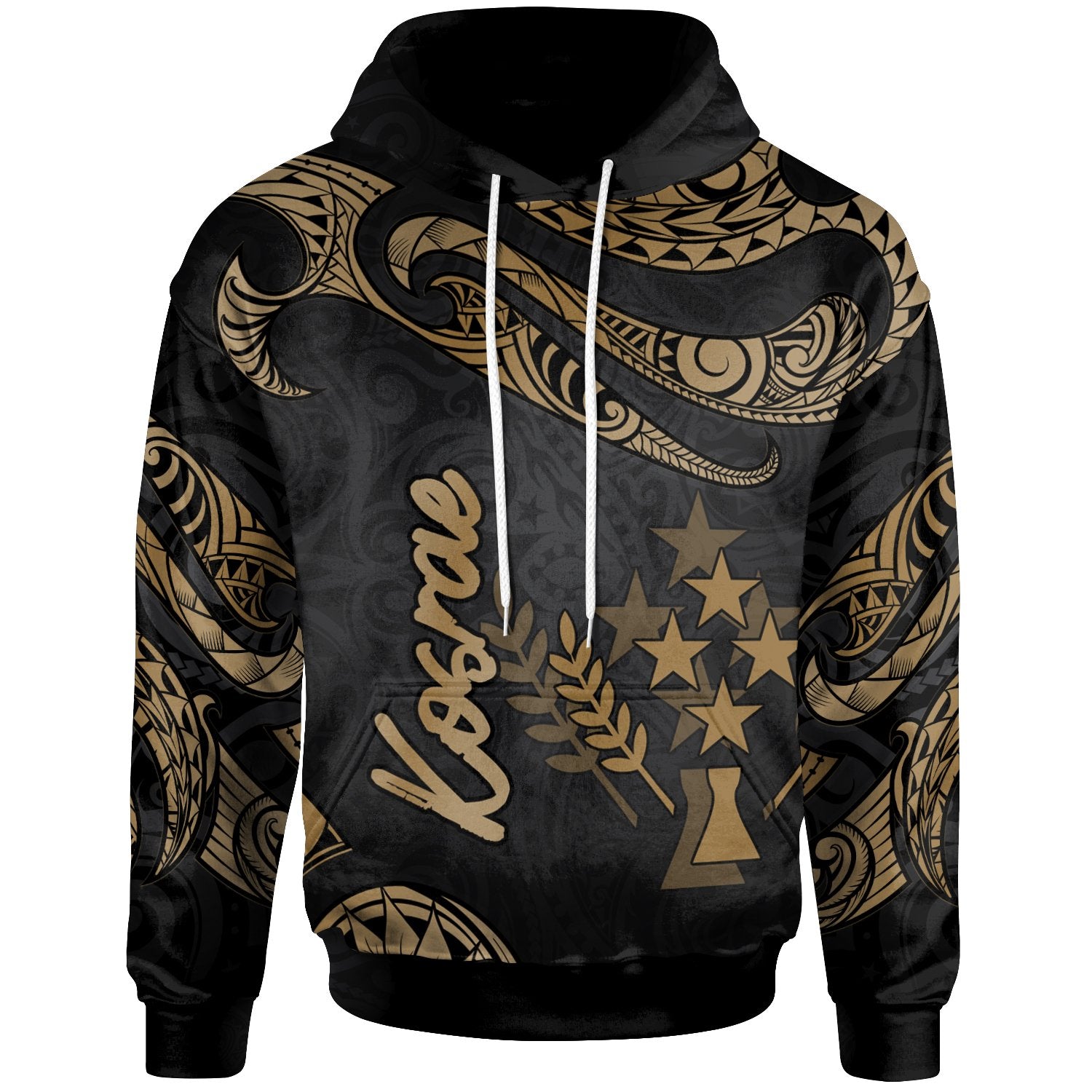 Kosrae Micronesia Hoodie Polynesian Tattoo Gold Version Unisex Gold - Polynesian Pride