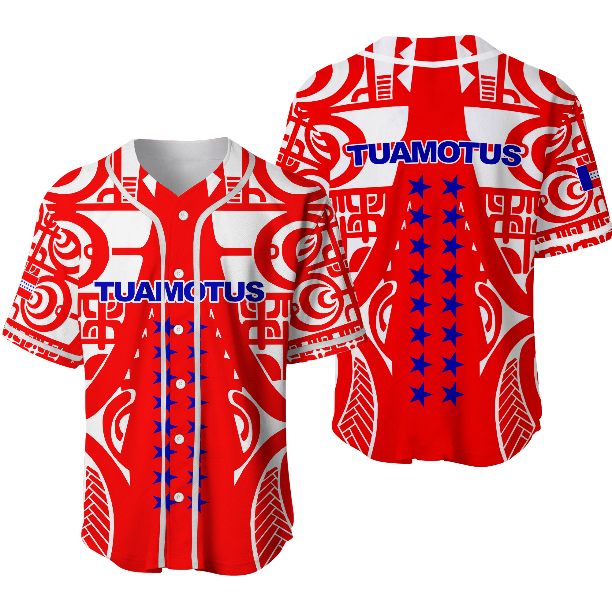 Tuamotu Archipelago Tribal Tattoo Baseball Jersey - LT12 Red - Polynesian Pride